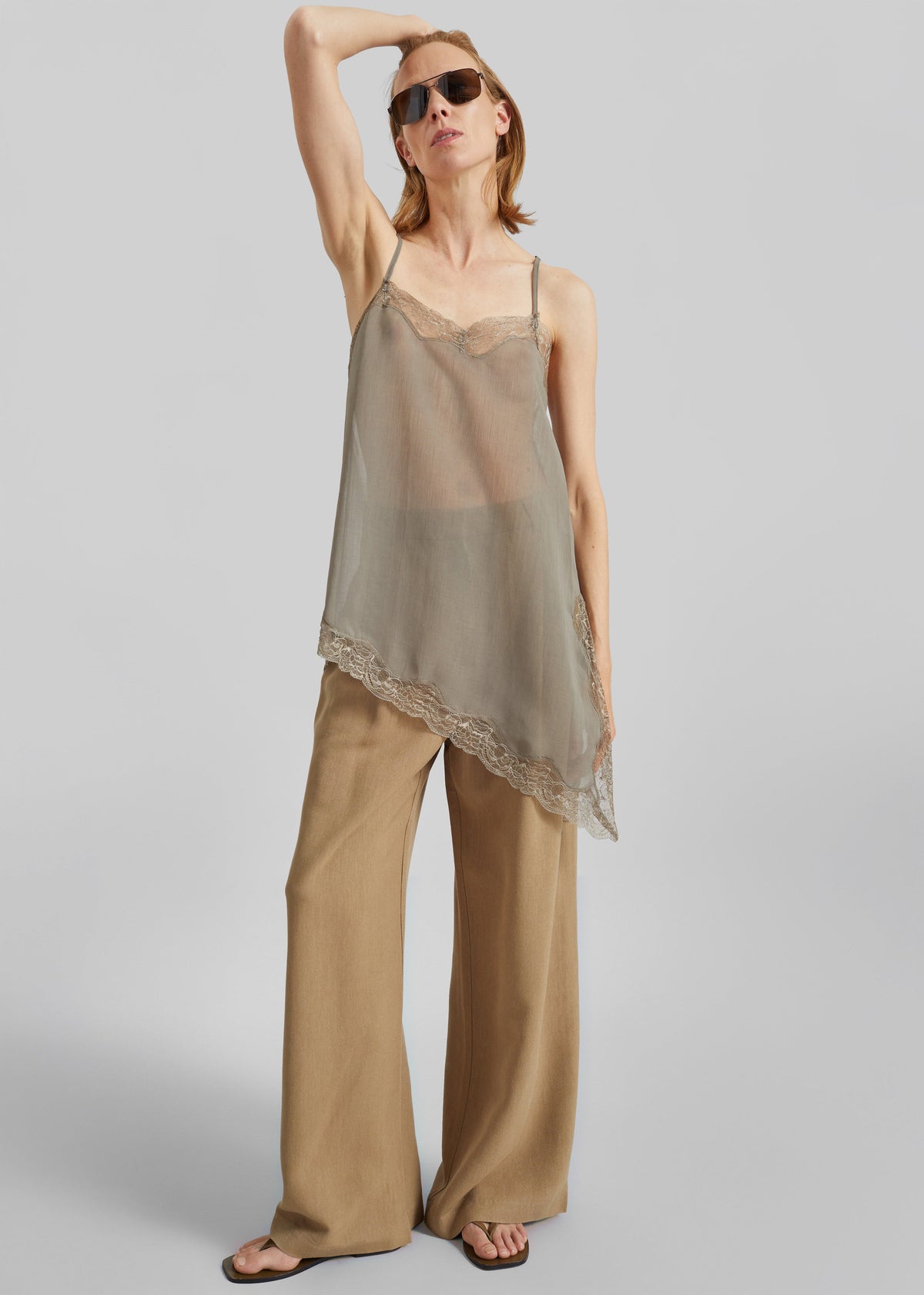 Alessia Sheer Lace Top - Taupe – view 2 of 7