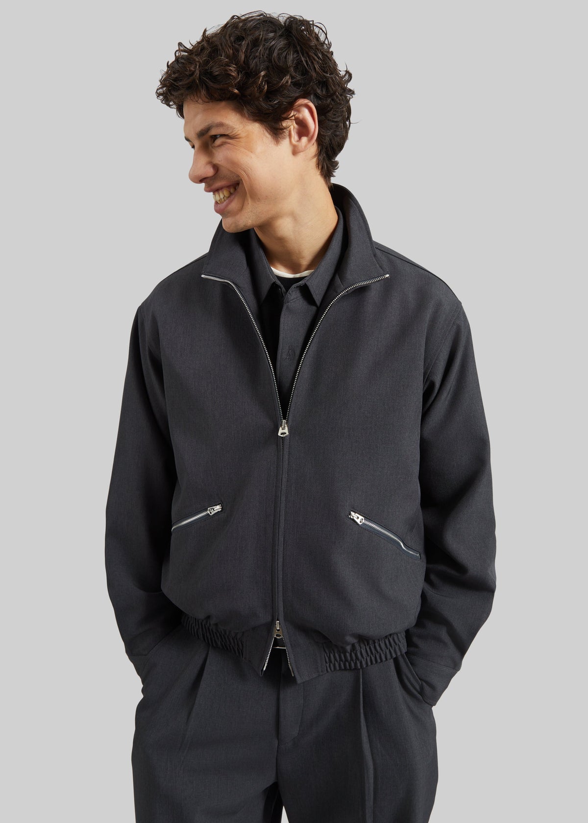 Alessio Zip-Up Jacket - Charcoal – view 1 of 7