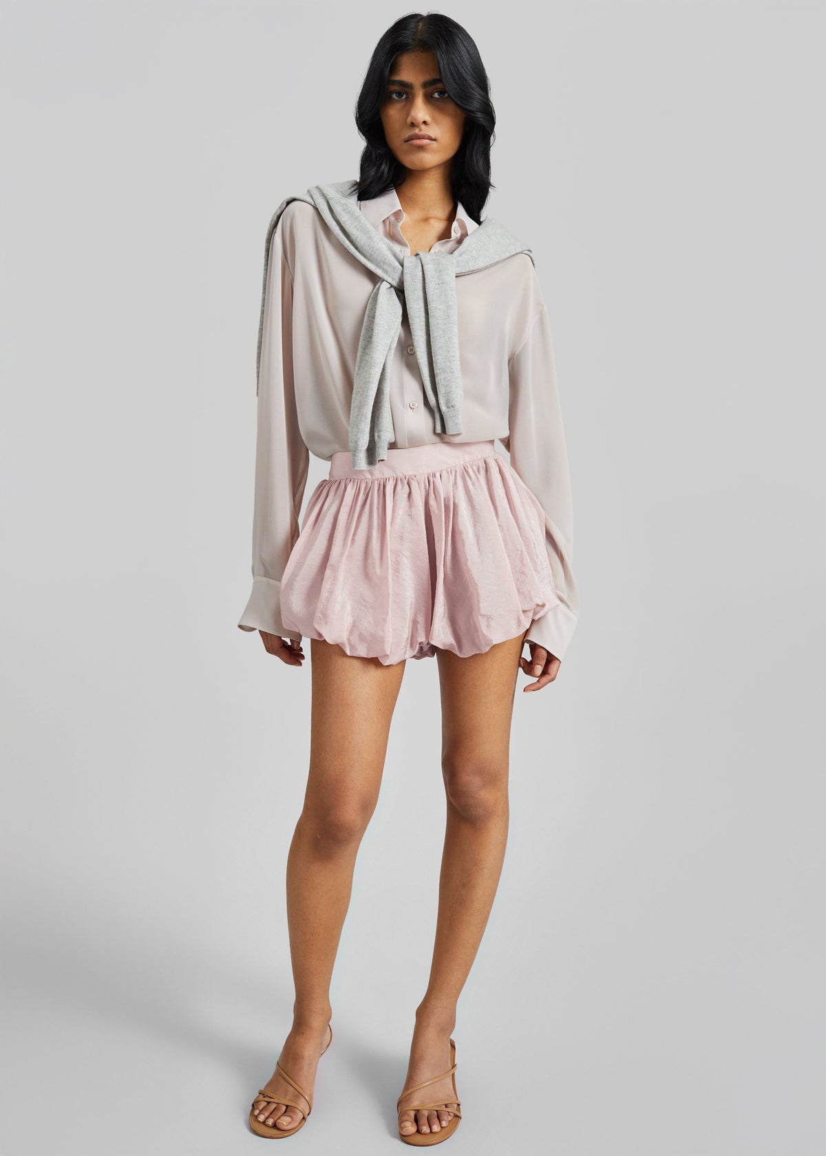 Alina Bubble Hem Shorts - Faded Pink – view 3 of 9