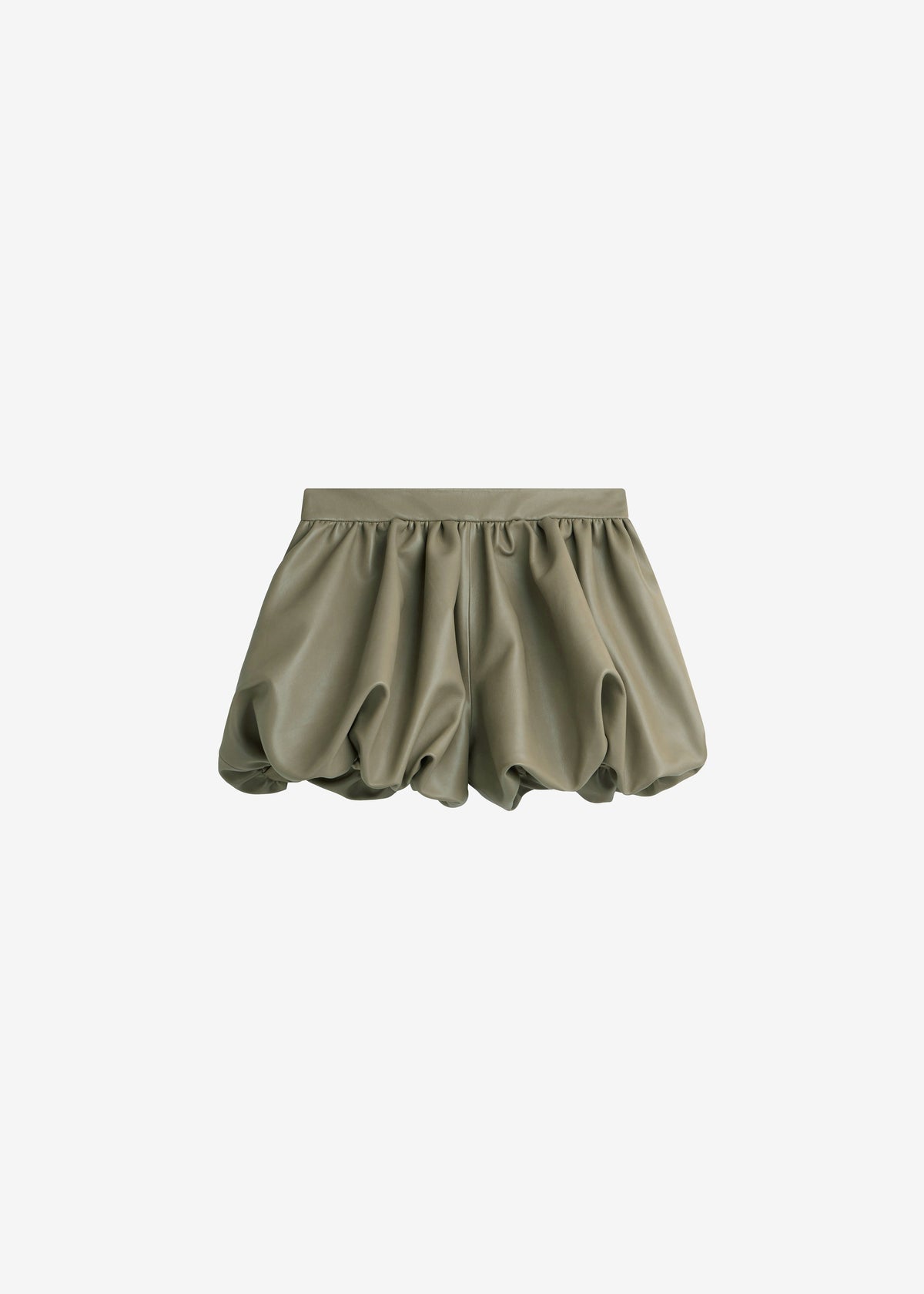 Alina Faux Leather Bubble Hem Shorts - Sage – view 7 of 7