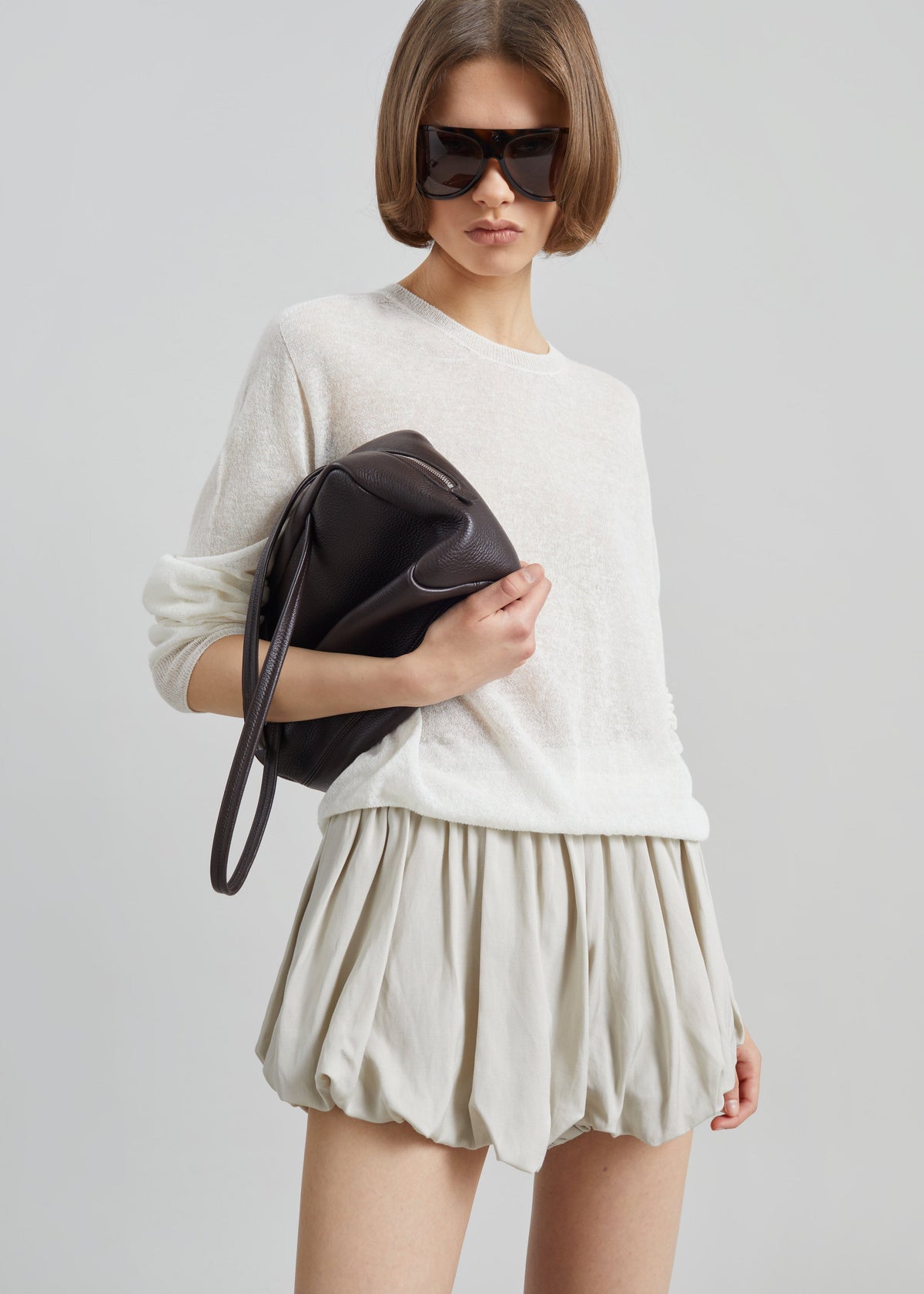 Alina Linen Bubble Hem Shorts - Light Beige – view 4 of 10