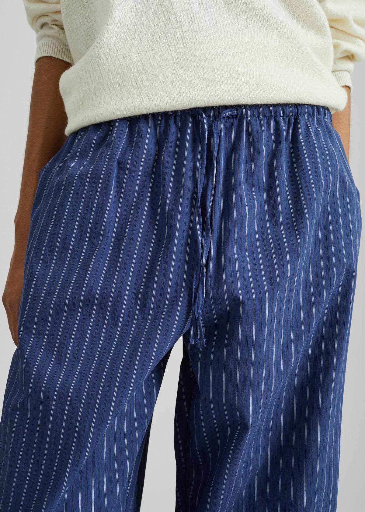Almansa Drawstring Wide Pants - Blue Stripe – view 3 of 7
