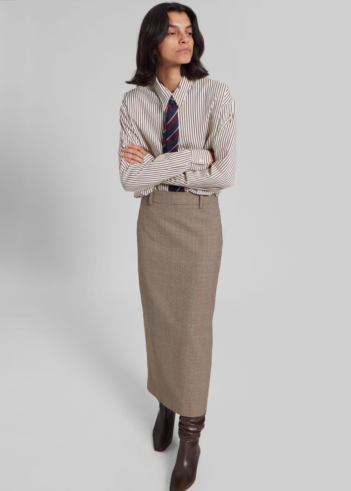 Alrose Houndstooth Midi Skirt - Beige – view 7 of 10