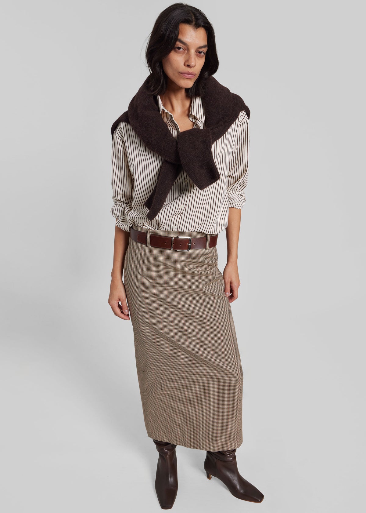 Alrose Houndstooth Midi Skirt - Beige – view 5 of 10