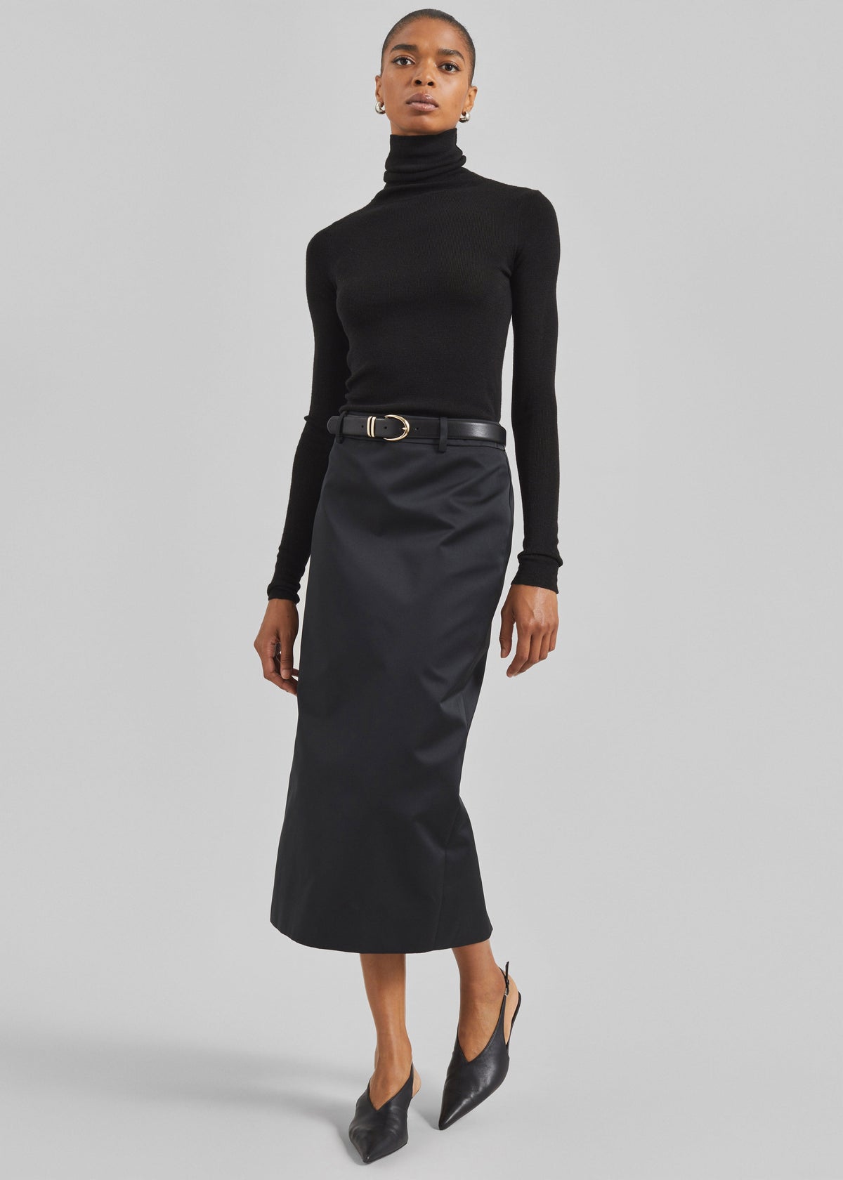 Alrose Satin Midi Skirt - Black – view 1 of 10