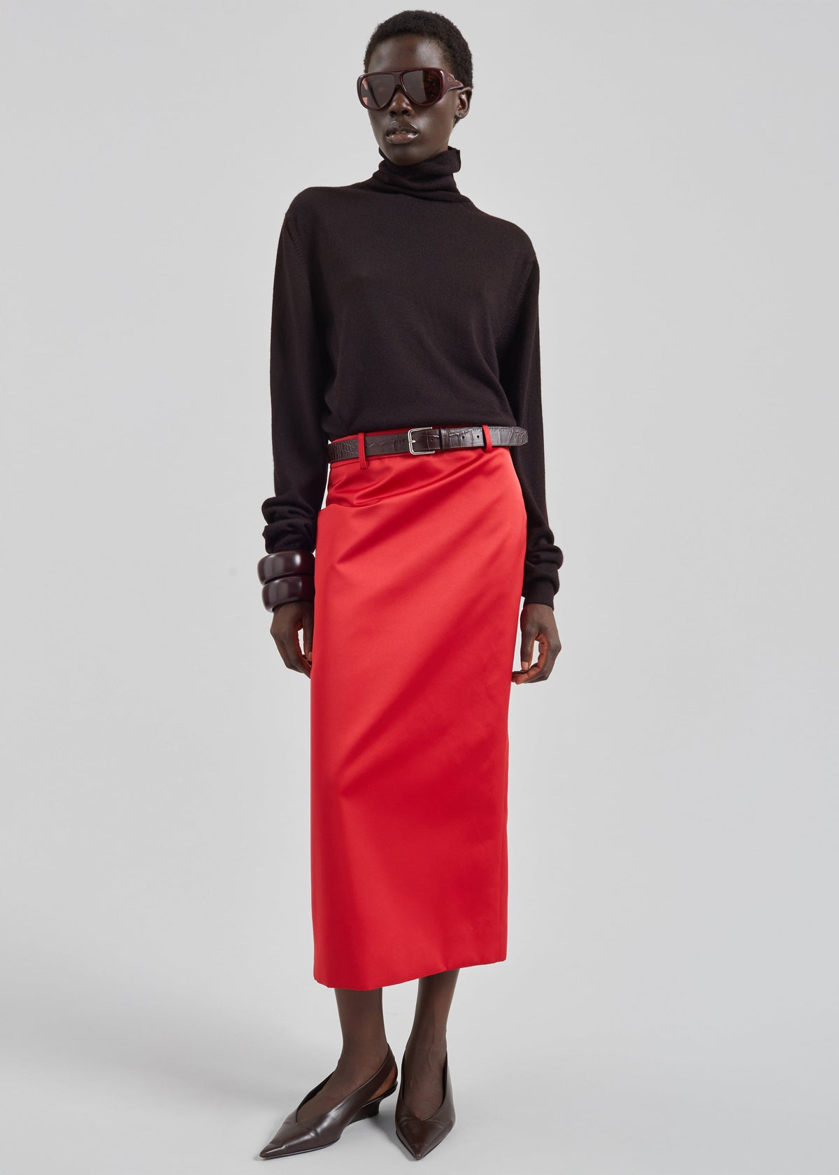 Alrose Satin Midi Skirt - Red – view 1 of 8