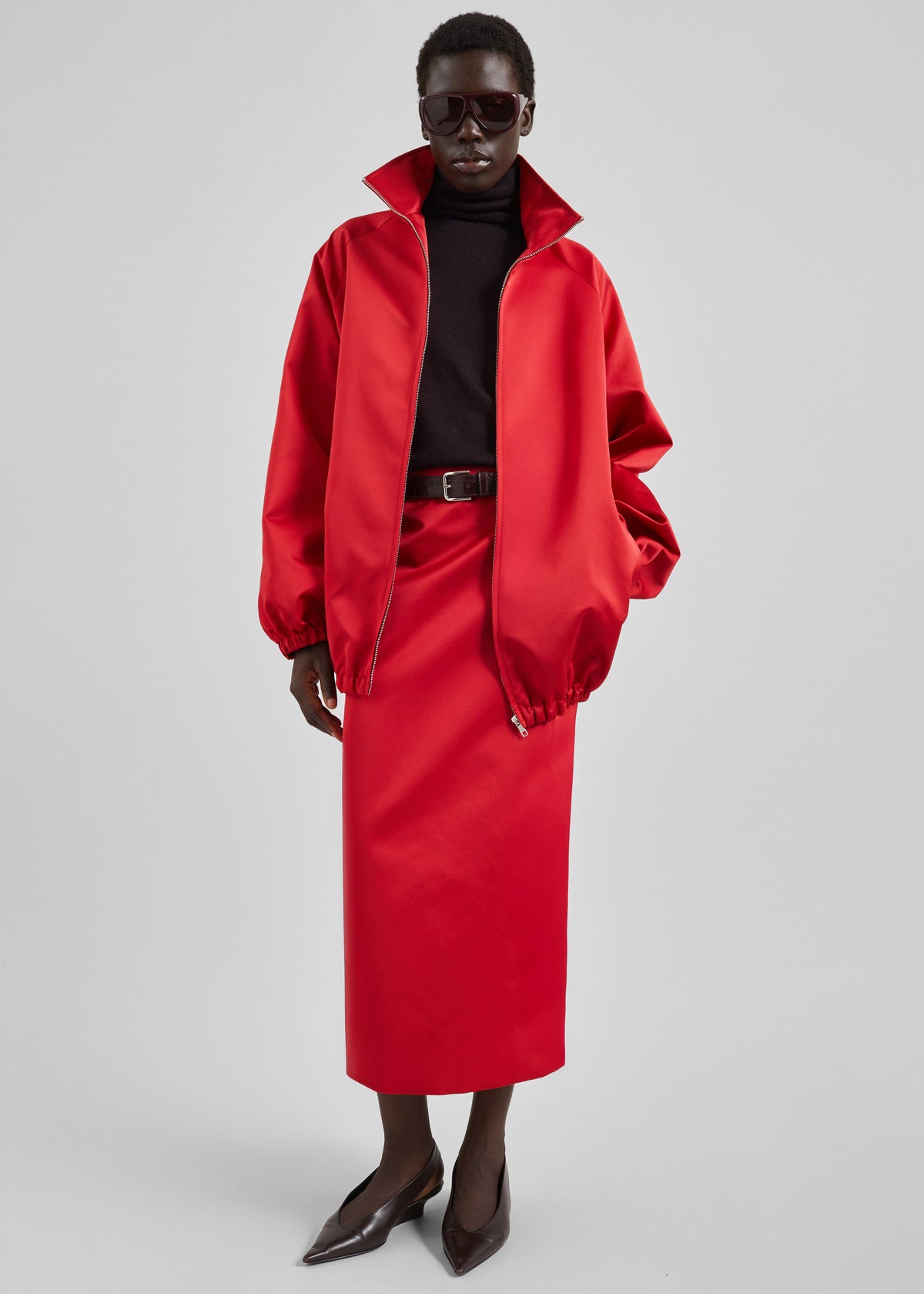Alrose Satin Midi Skirt - Red – view 2 of 8