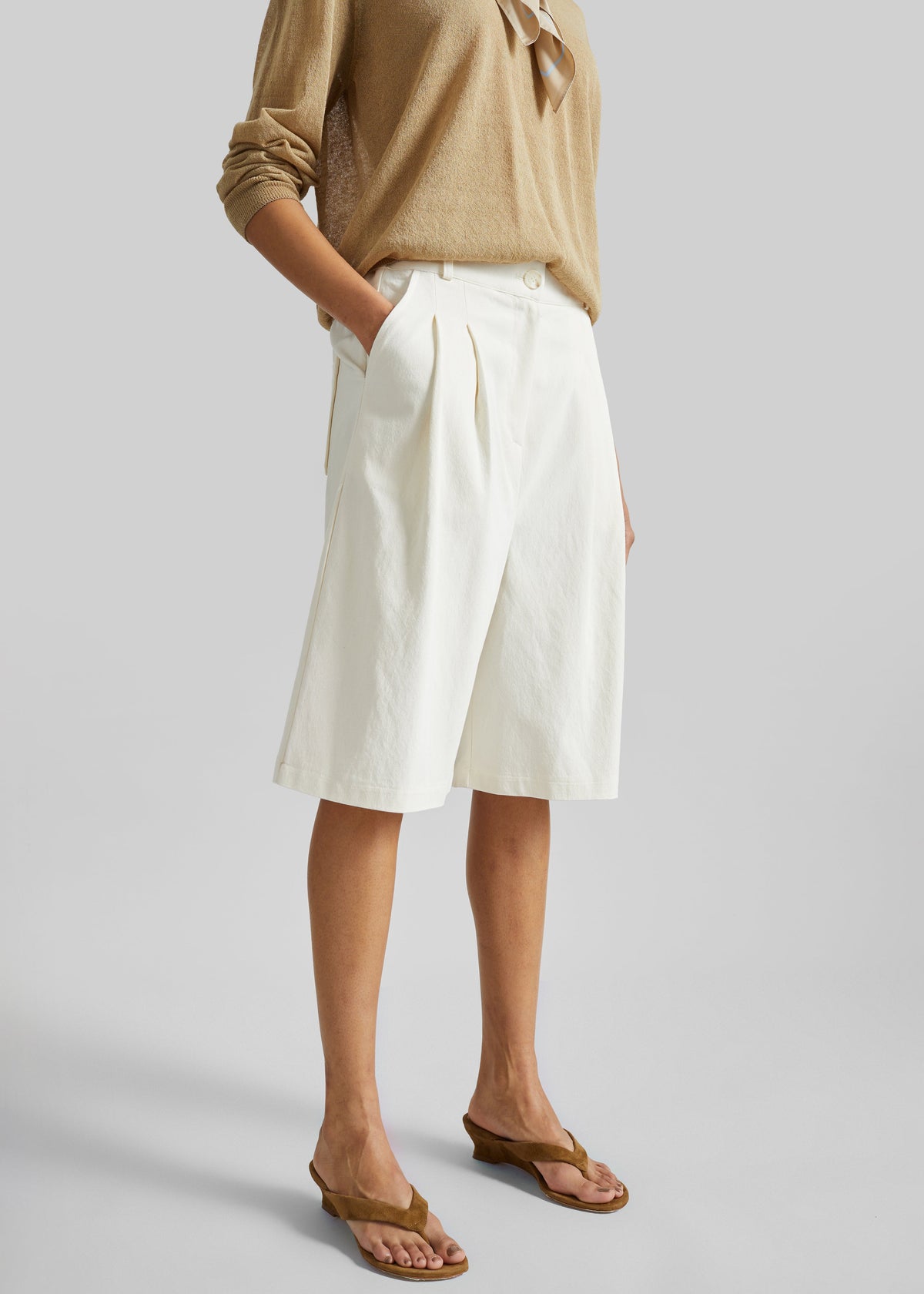 Altea Pleated Bermuda Shorts - Ivory – view 2 of 8