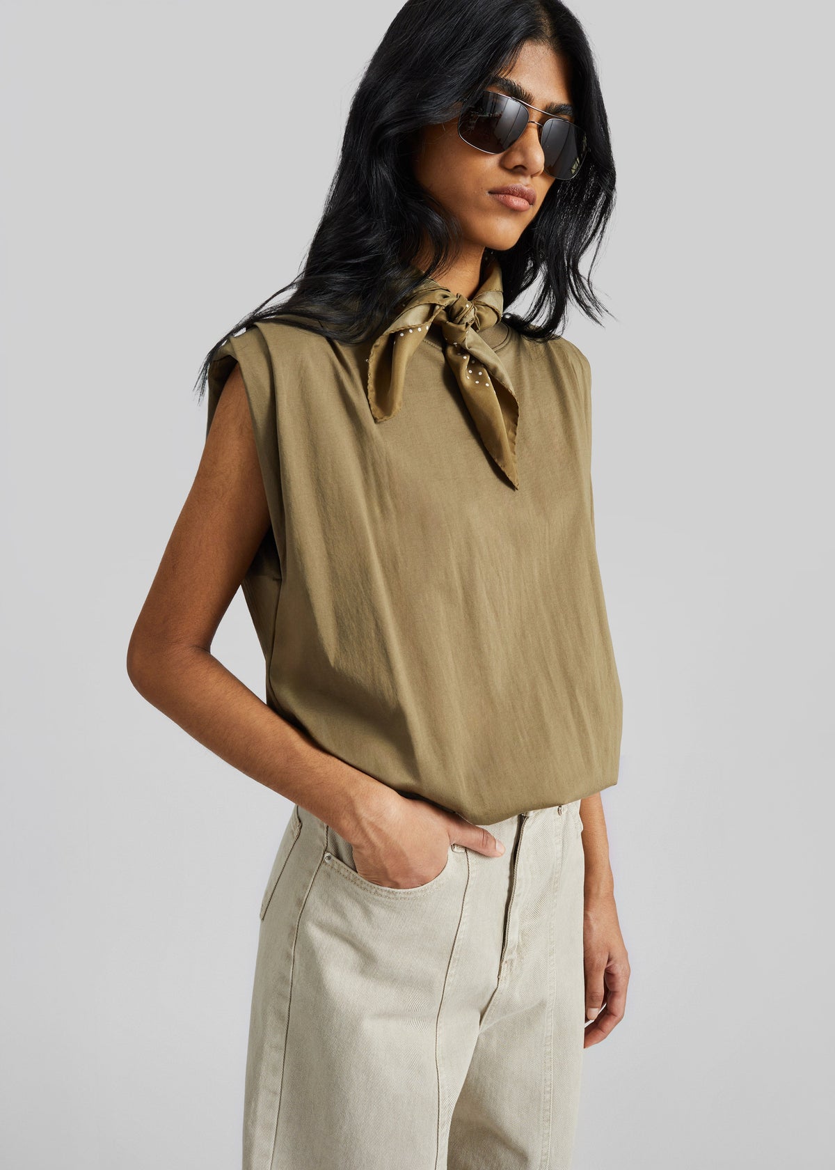 Alvor Padded Balloon Top - Olive – view 1 of 8