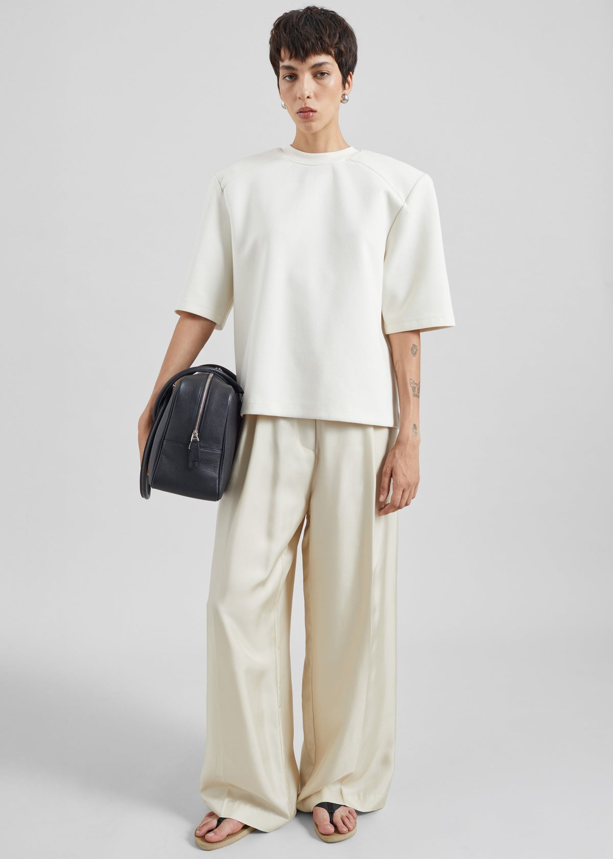 Alwen Neoprene Padded T-Shirt - Off White – view 2 of 4