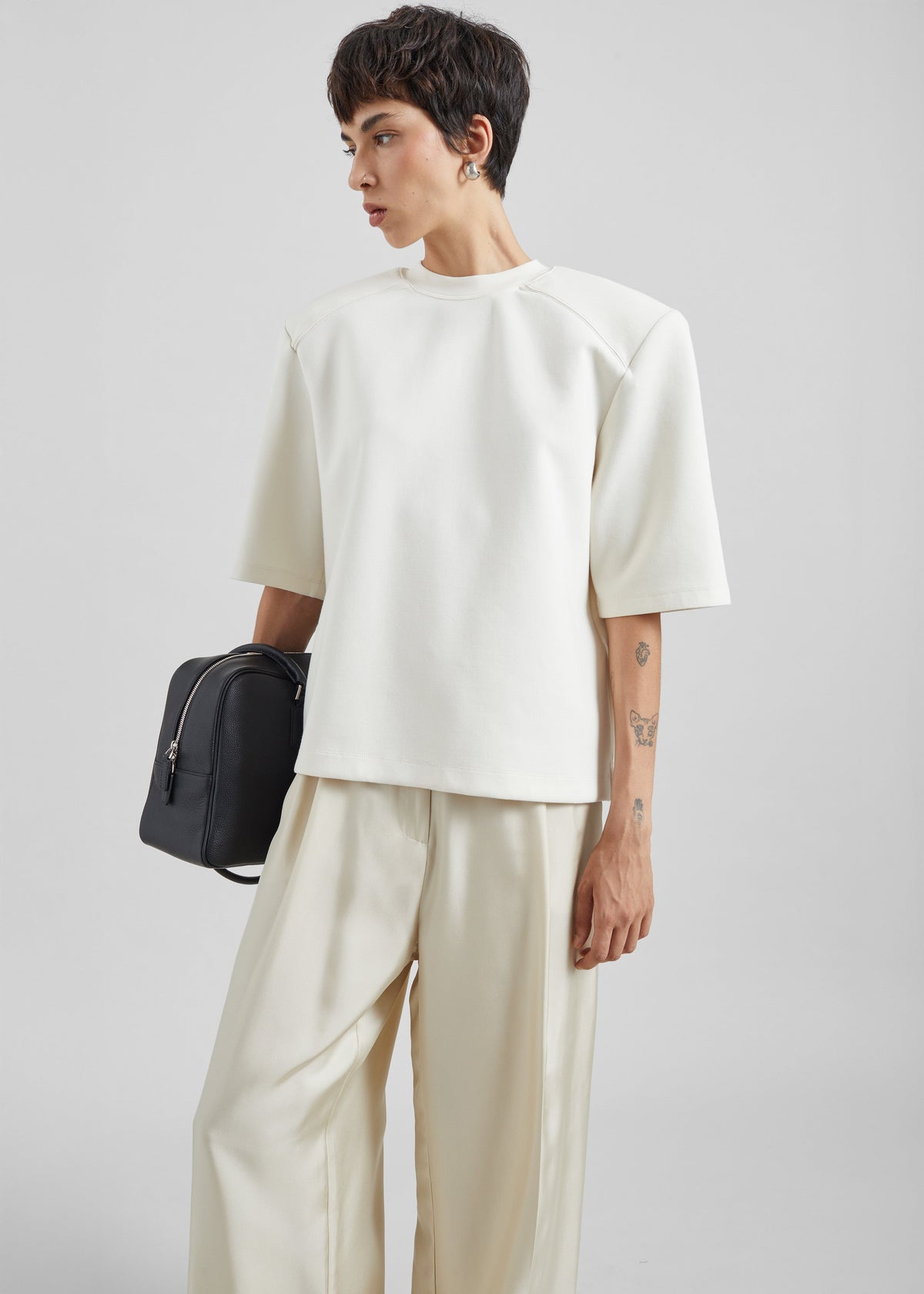 Alwen Neoprene Padded T-Shirt - Off White – view 1 of 4