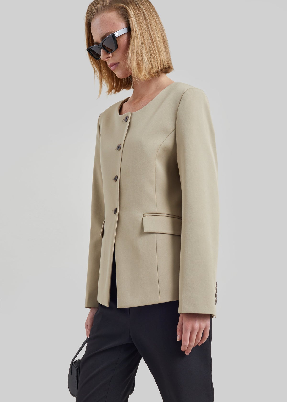 Amboise Collarless Blazer - Beige – view 5 of 7