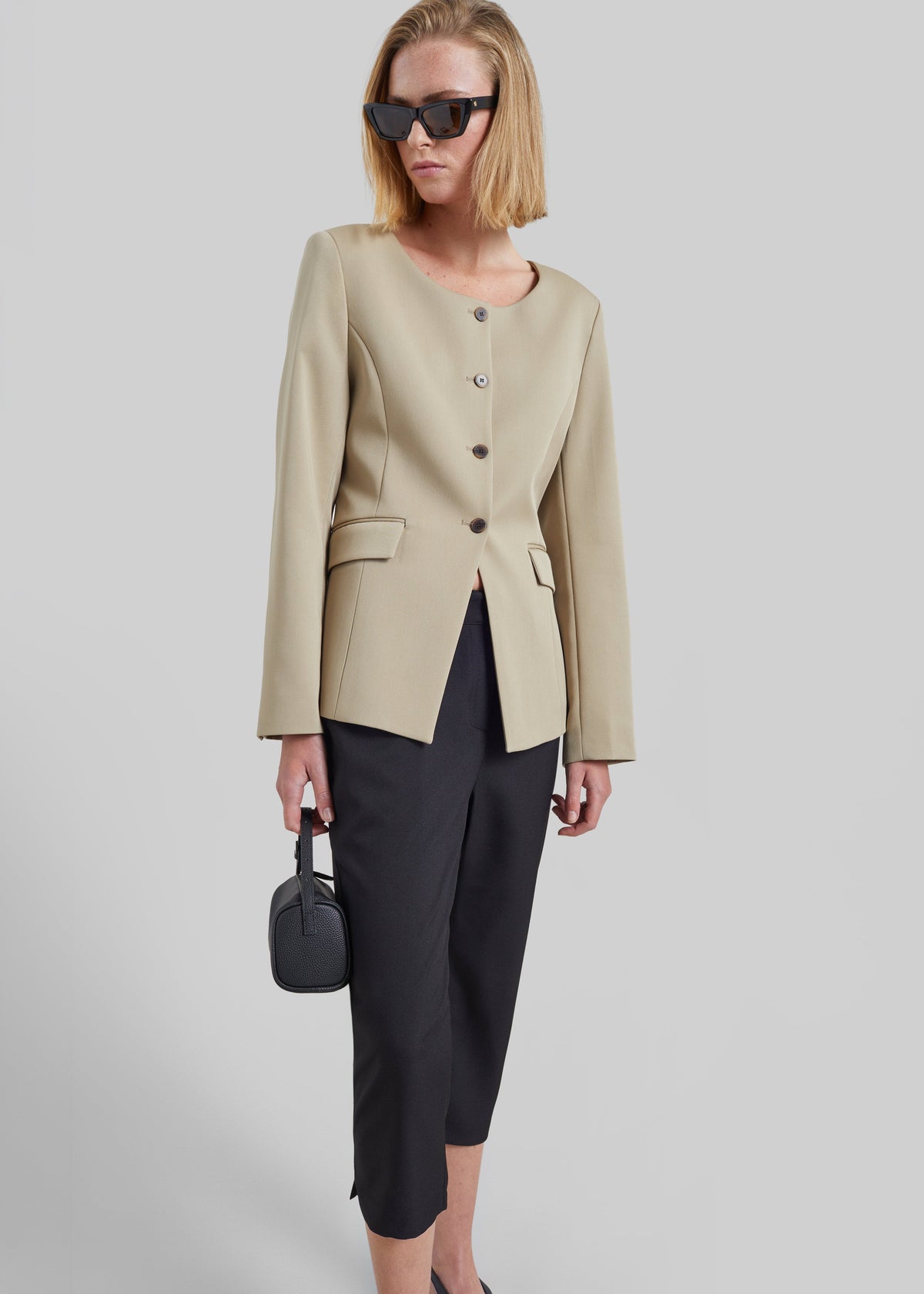 Amboise Collarless Blazer - Beige – view 1 of 7