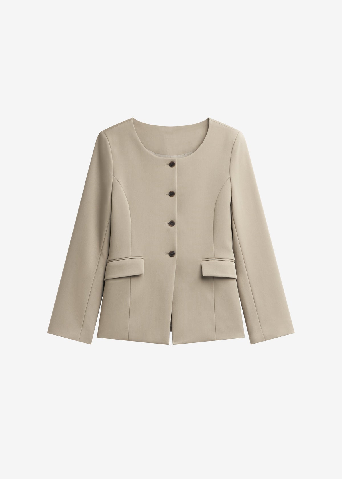 Amboise Collarless Blazer - Beige – view 7 of 7