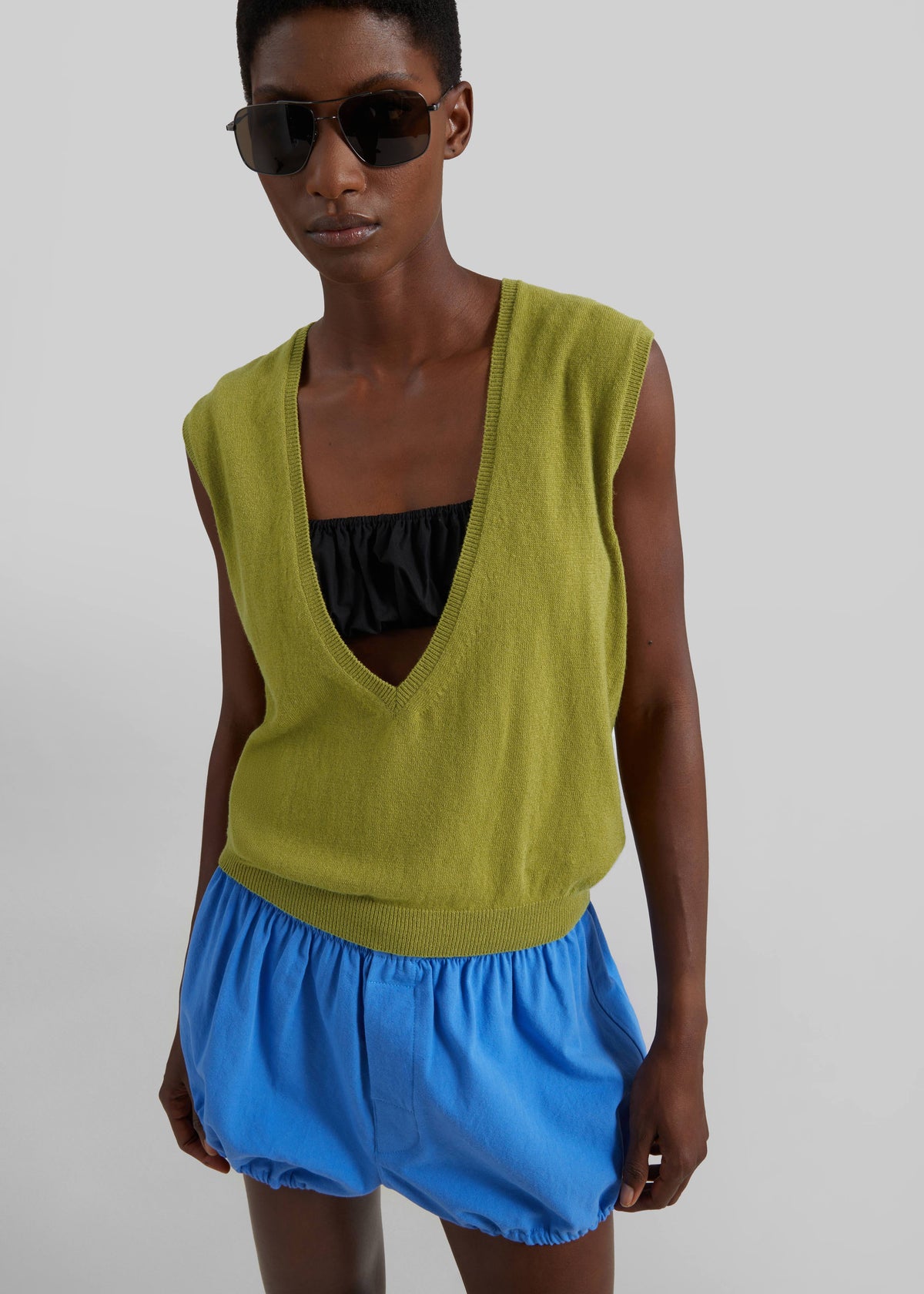 Ameglia Bubble Hem Mini Shorts - Blue – view 1 of 7
