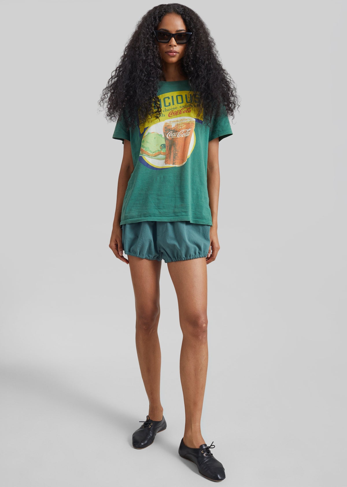Ameglia Bubble Hem Mini Shorts - Green – view 6 of 8