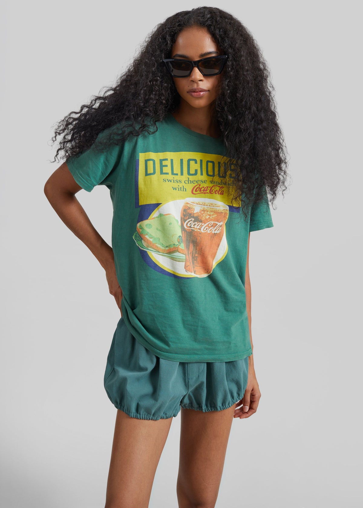 Ameglia Bubble Hem Mini Shorts - Green – view 2 of 8