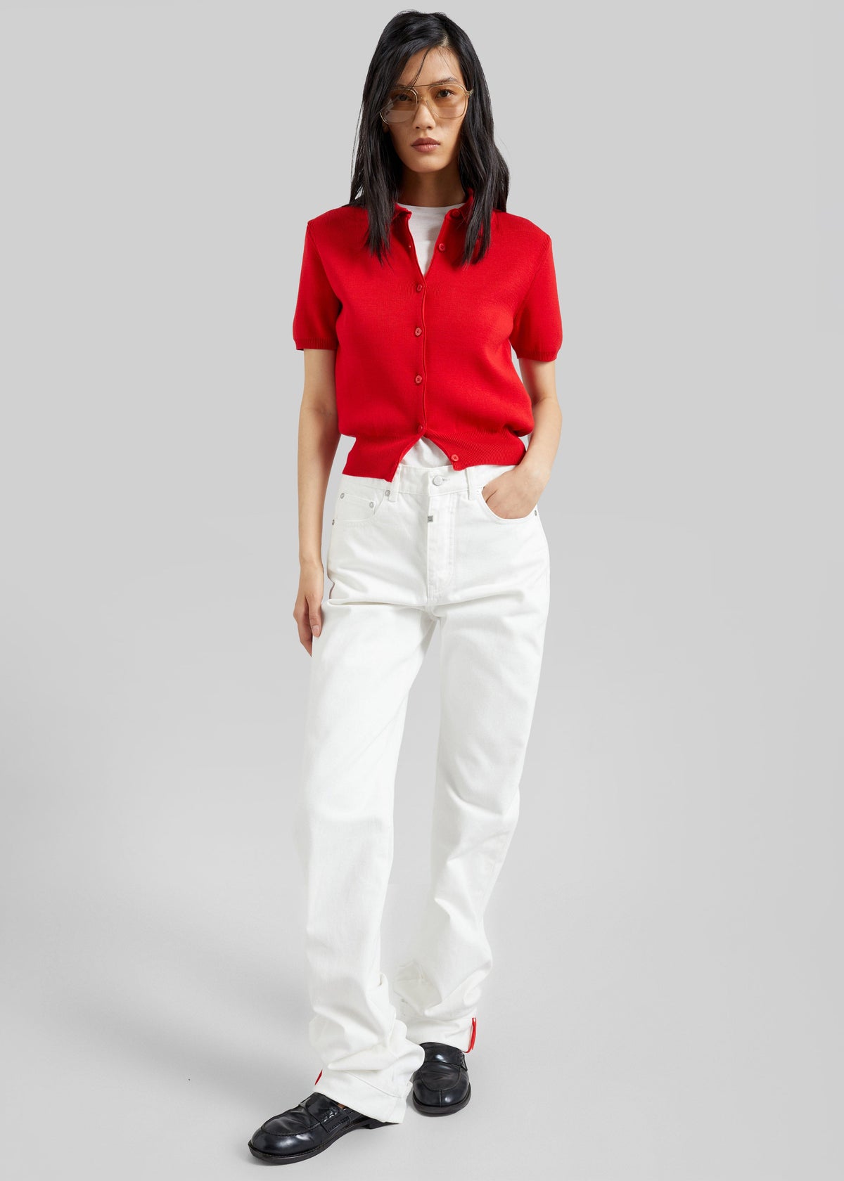 Amelot Knit Short Sleeve Cardigan - Red – view 2 of 6