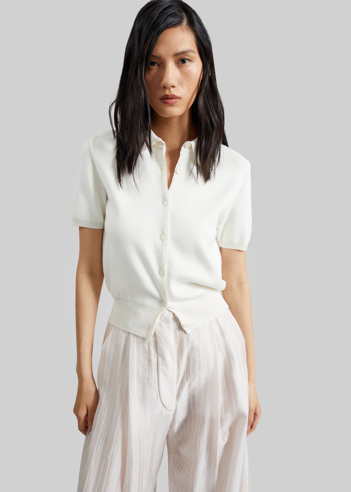 Amelot Knit Short Sleeve Cardigan - White – view 1 of 8