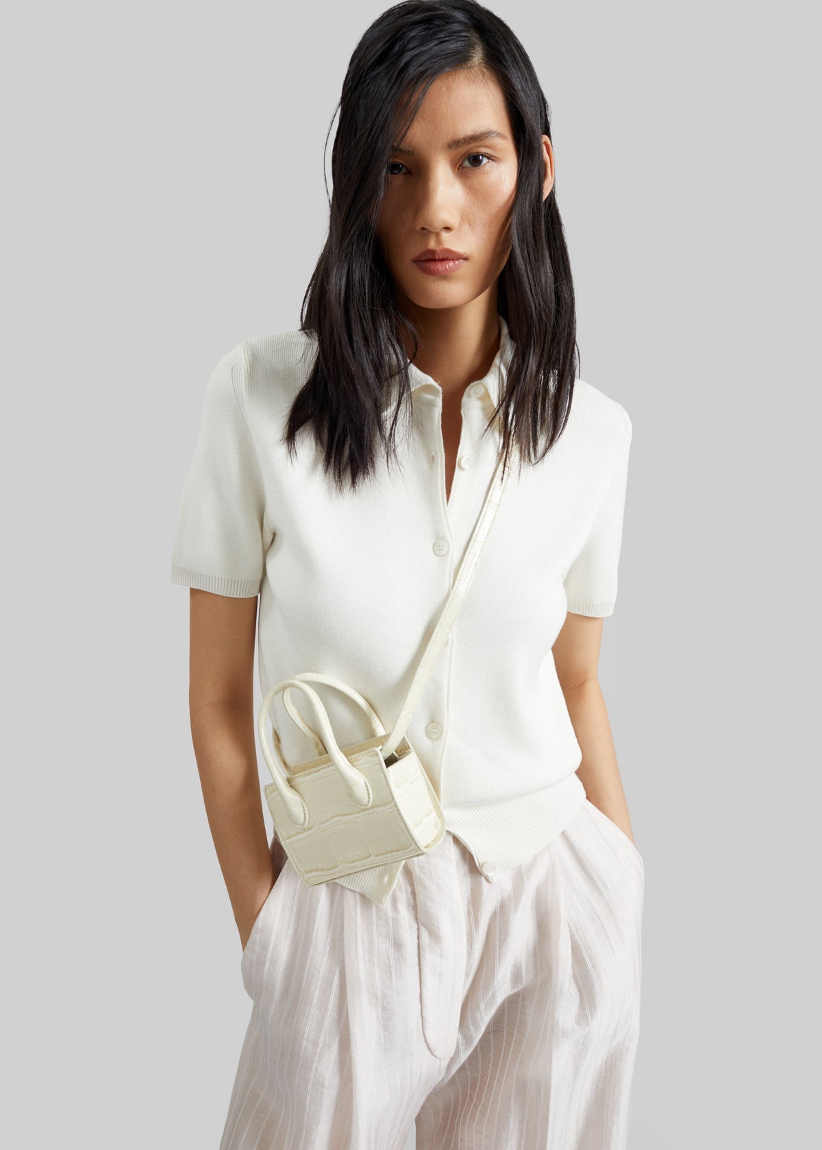 Amelot Knit Short Sleeve Cardigan - White – view 4 of 8