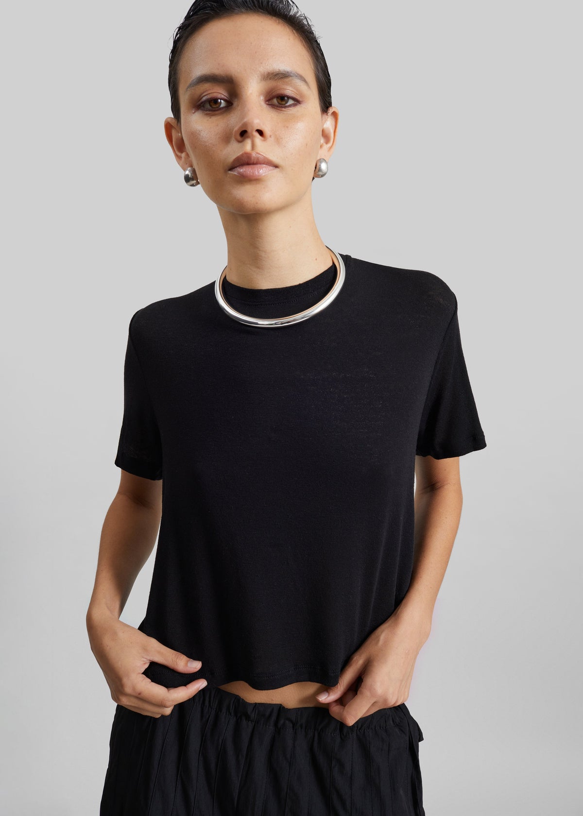 Andria Cropped Knit Top - Black – view 1 of 6