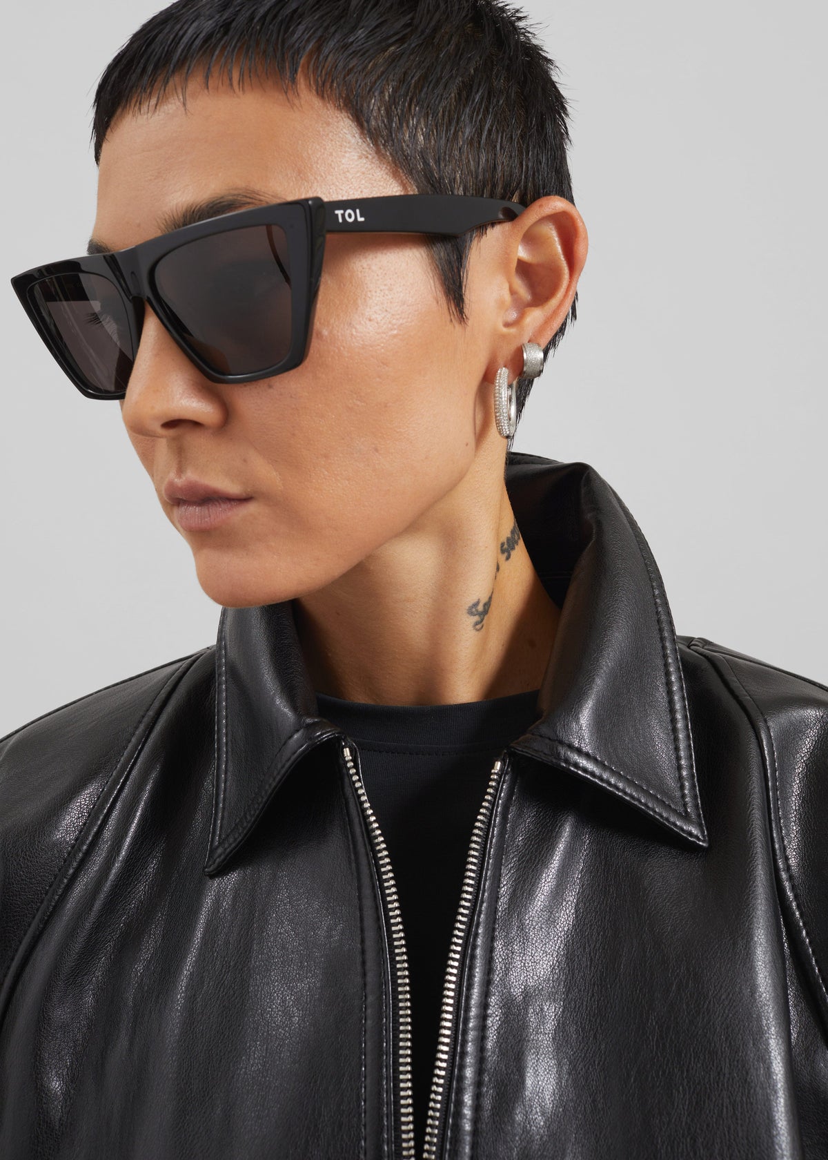 Annette Faux Leather Peplum Jacket - Black – view 5 of 10