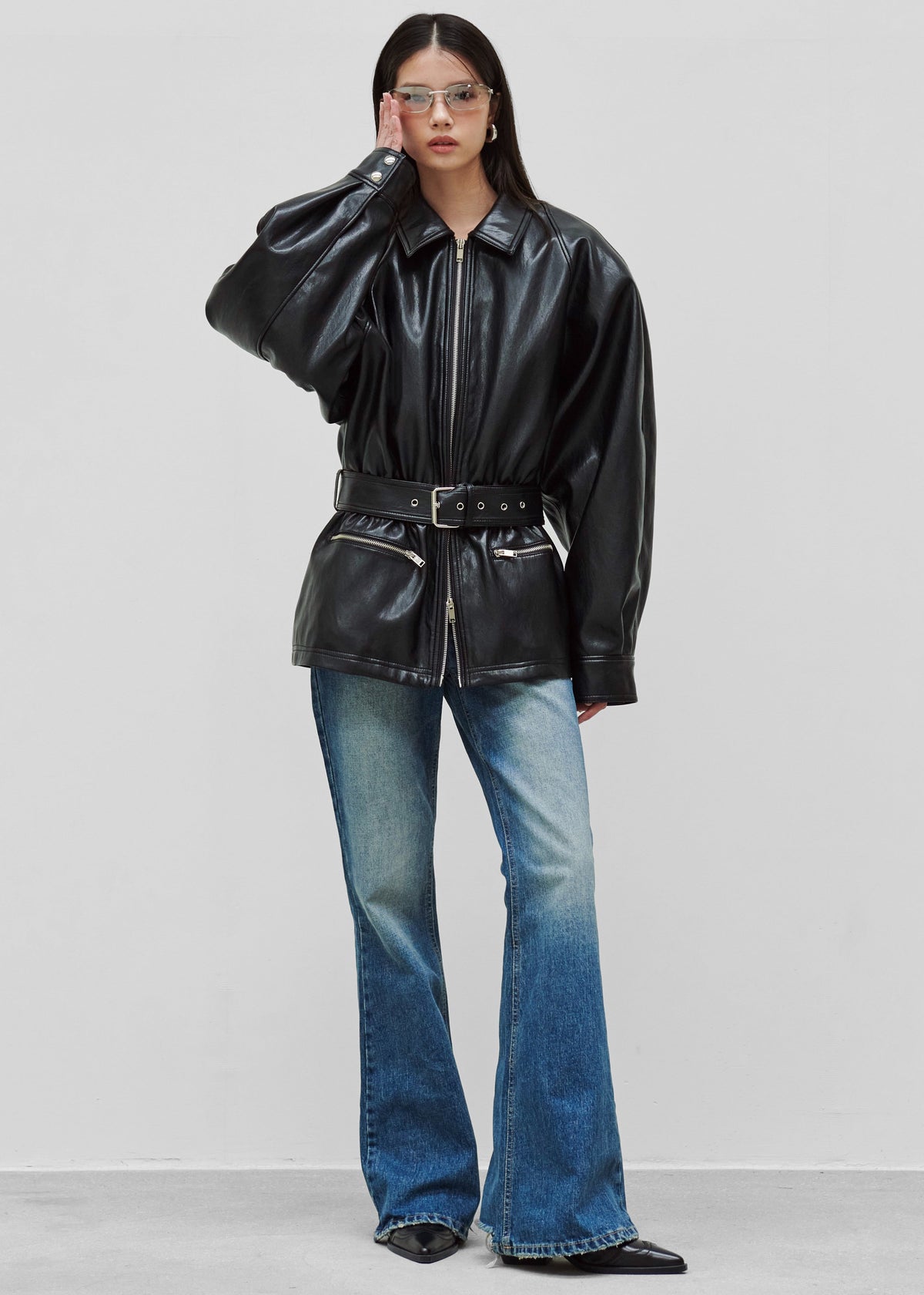 Annette Faux Leather Peplum Jacket - Black – view 6 of 10
