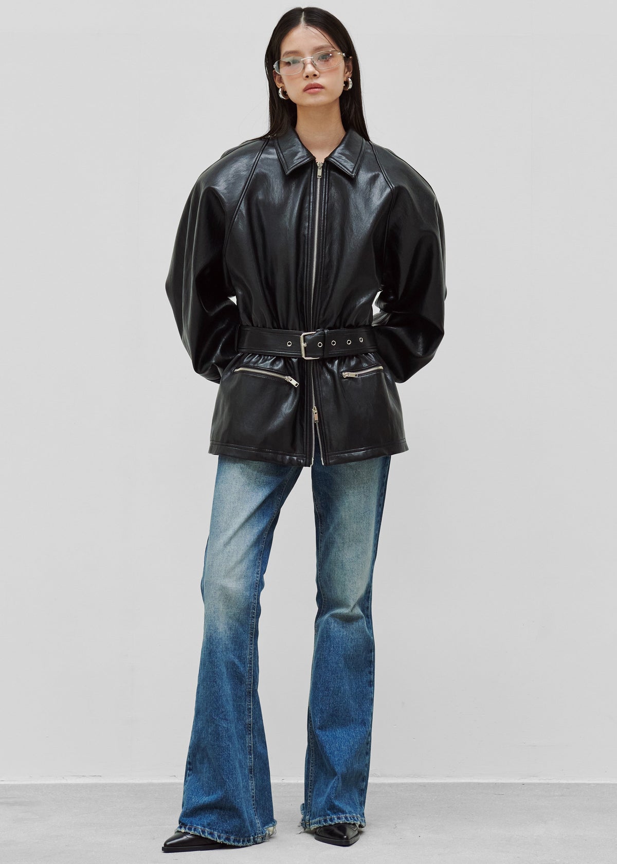 Annette Faux Leather Peplum Jacket - Black – view 3 of 10