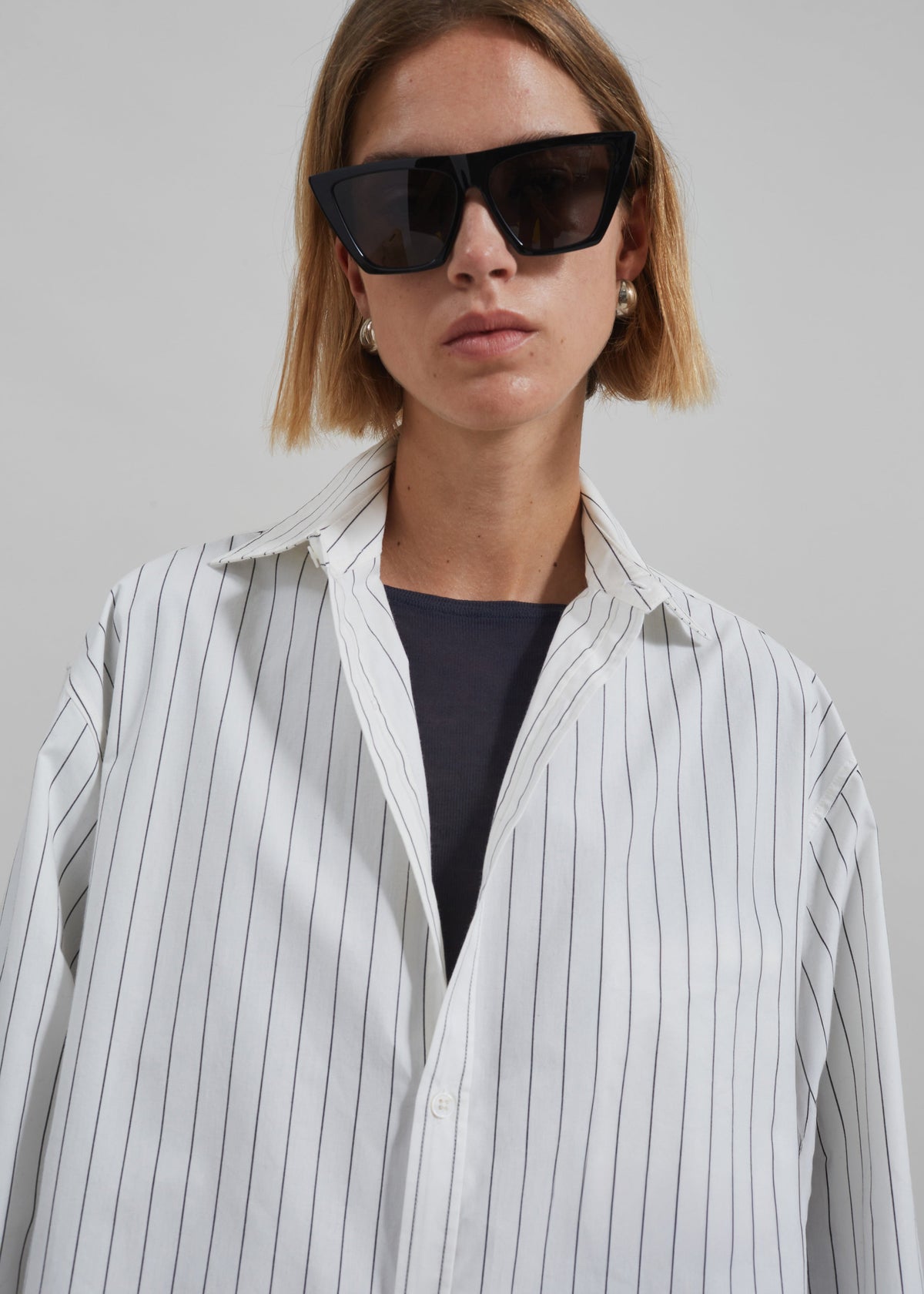 Anvers Button Up Striped Shirt - White/Black Stripe – view 7 of 15