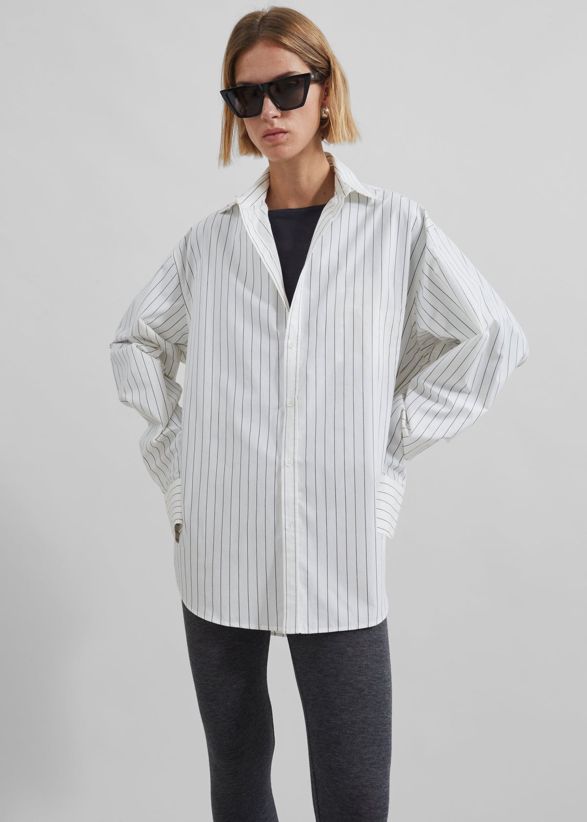 Anvers Button Up Striped Shirt - White/Black Stripe – view 6 of 15
