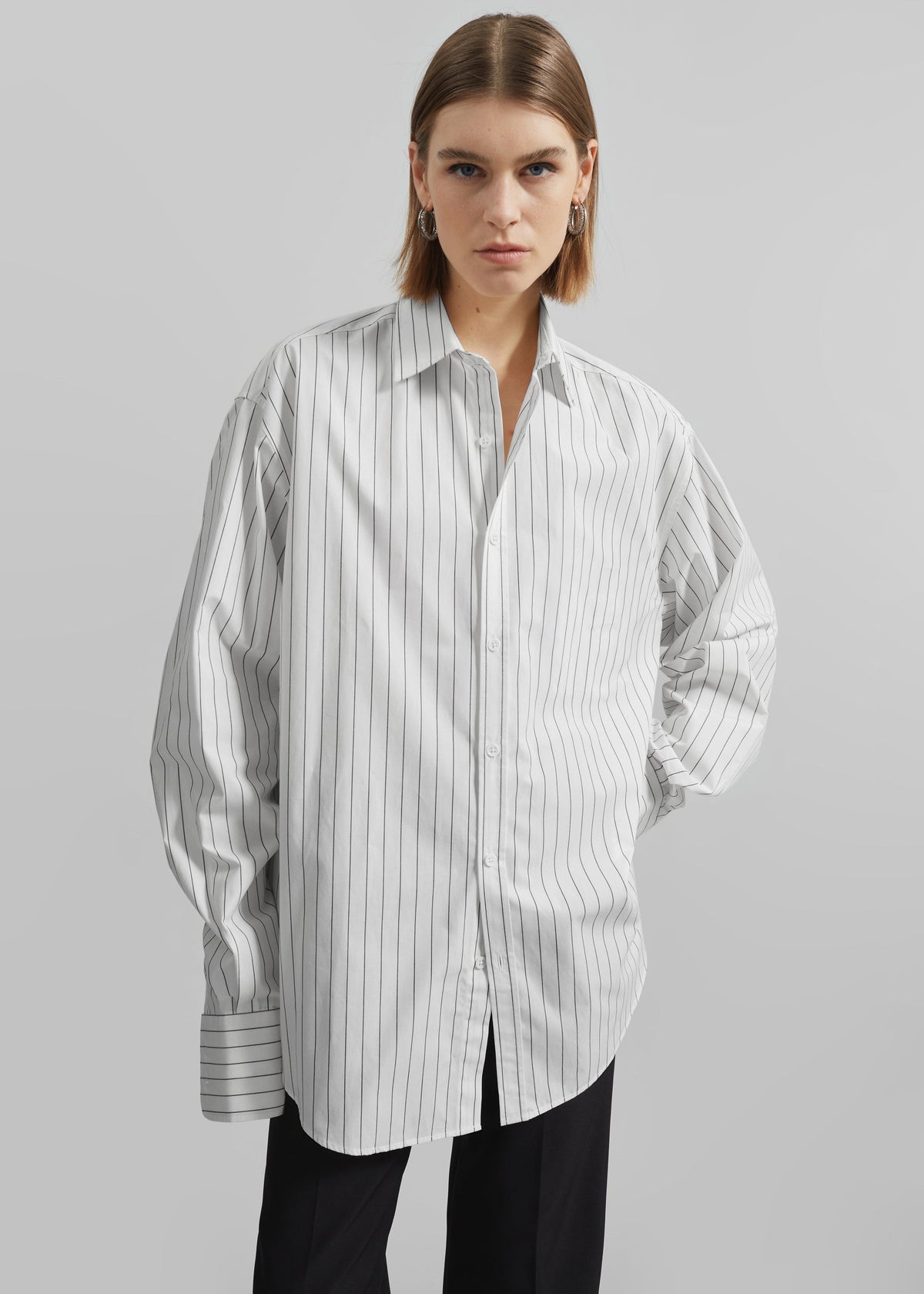 Anvers Button Up Striped Shirt - White/Black Stripe – view 12 of 15