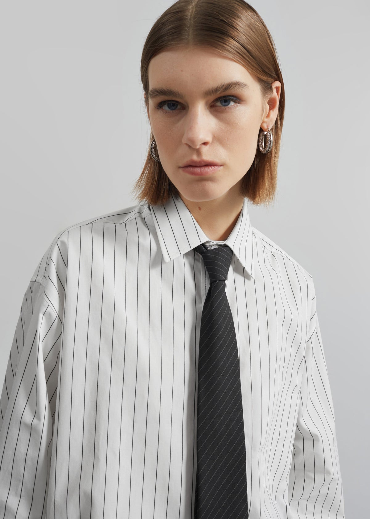 Anvers Button Up Striped Shirt - White/Black Stripe – view 5 of 15