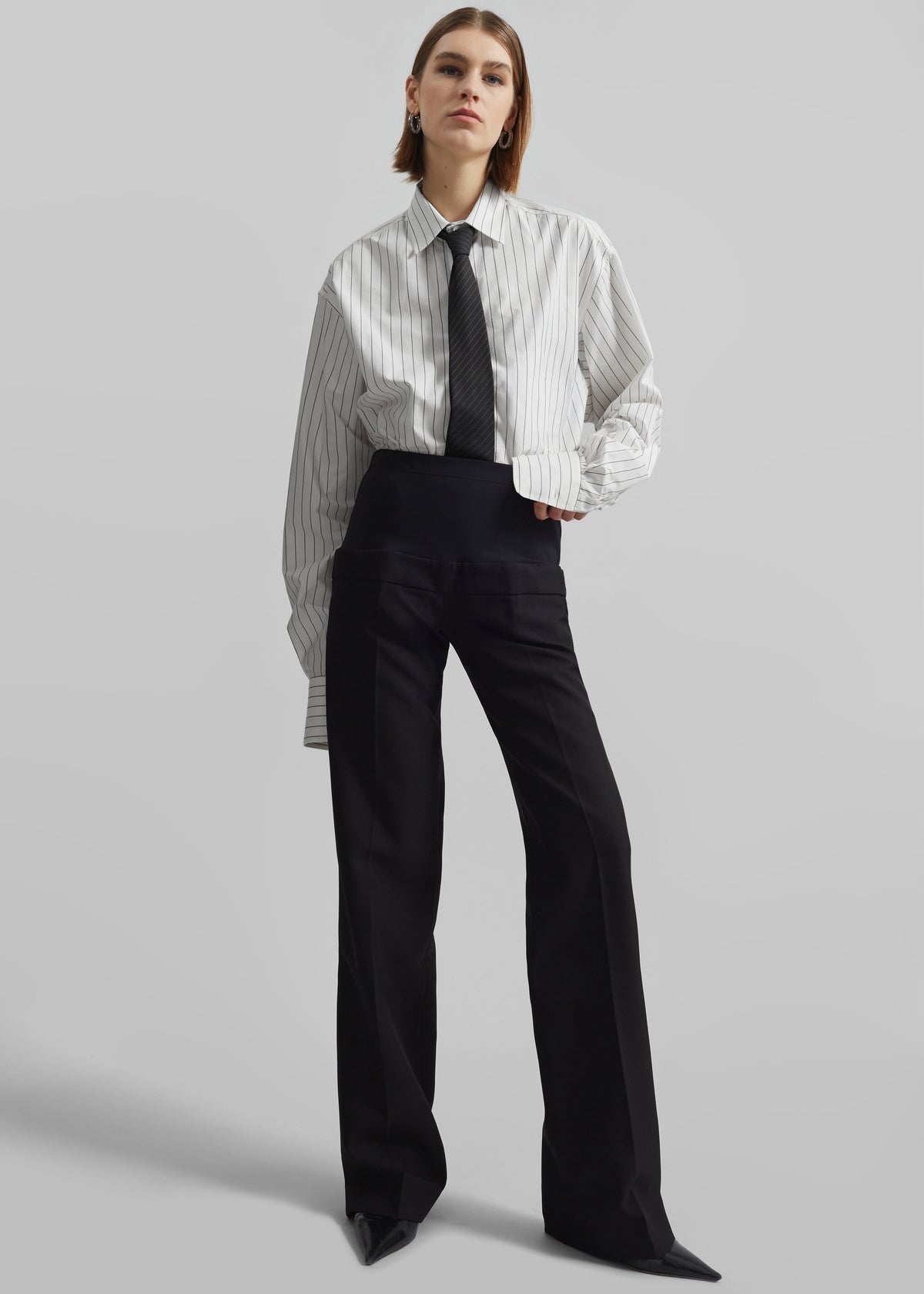 Anvers Button Up Striped Shirt - White/Black Stripe – view 4 of 15
