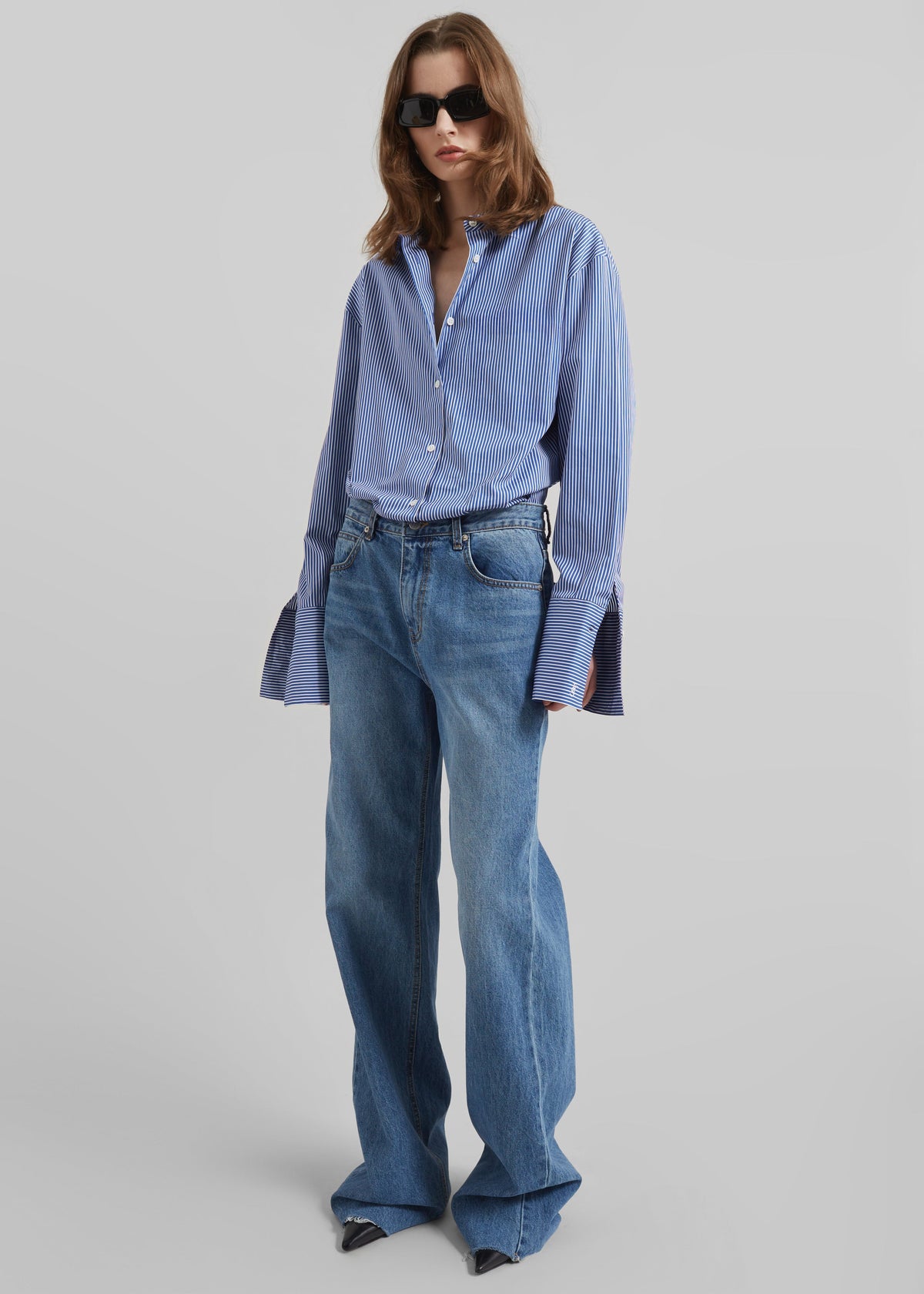 Anvers Striped Cotton Button Up Shirt - Blue/White Stripe – view 4 of 7