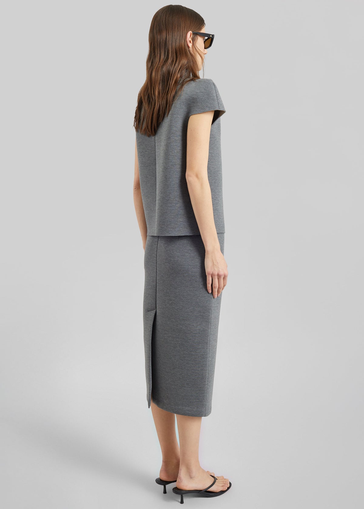 Anya Neoprene Midi Skirt - Grey Melange – view 5 of 6