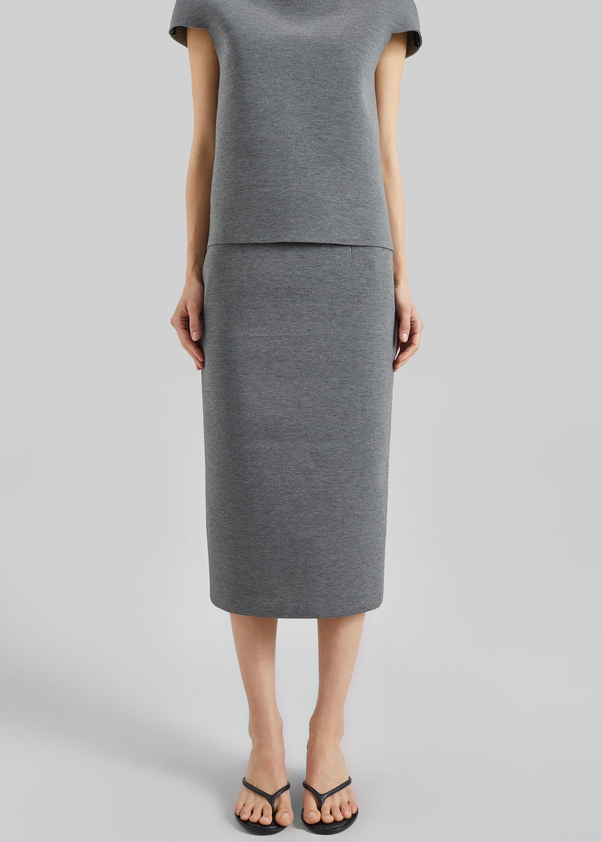 Anya Neoprene Midi Skirt - Grey Melange – view 2 of 6