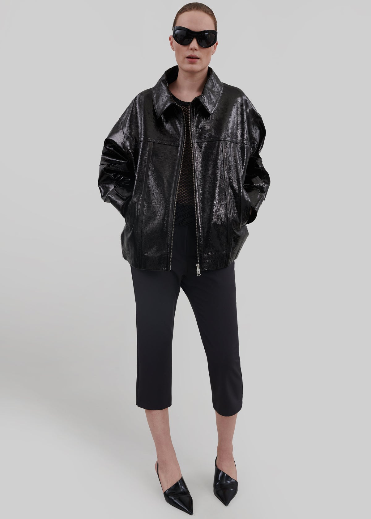 Arbor Crackled Faux Leather Jacket - Black – view 2 of 10