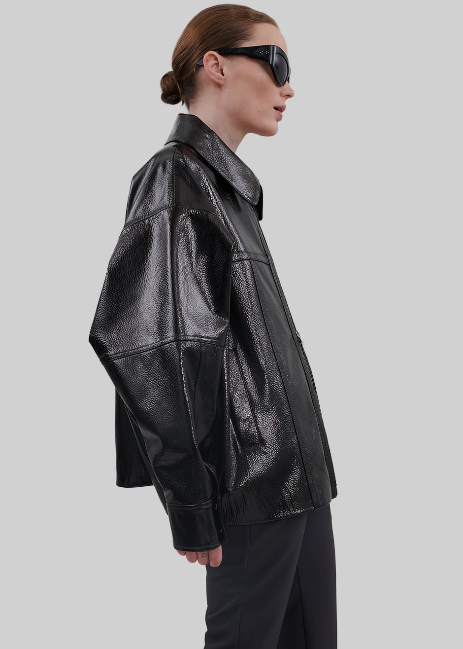 Arbor Crackled Faux Leather Jacket - Black – view 6 of 10