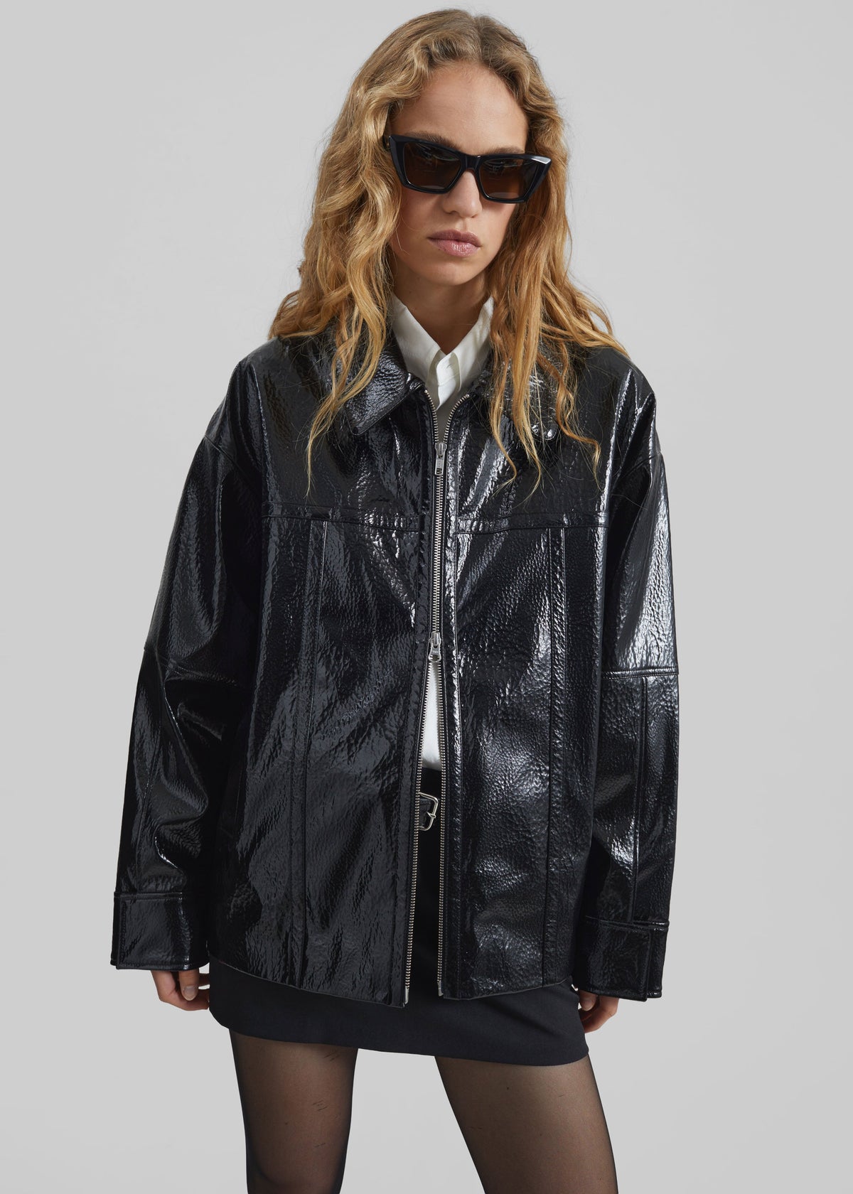Arbor Crackled Faux Leather Jacket - Black – view 8 of 10