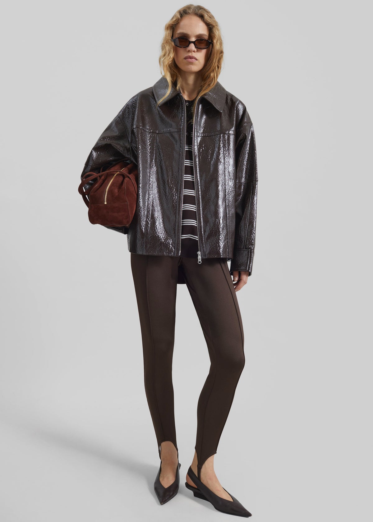 Arbor Crackled Faux Leather Jacket - Brown – view 5 of 11