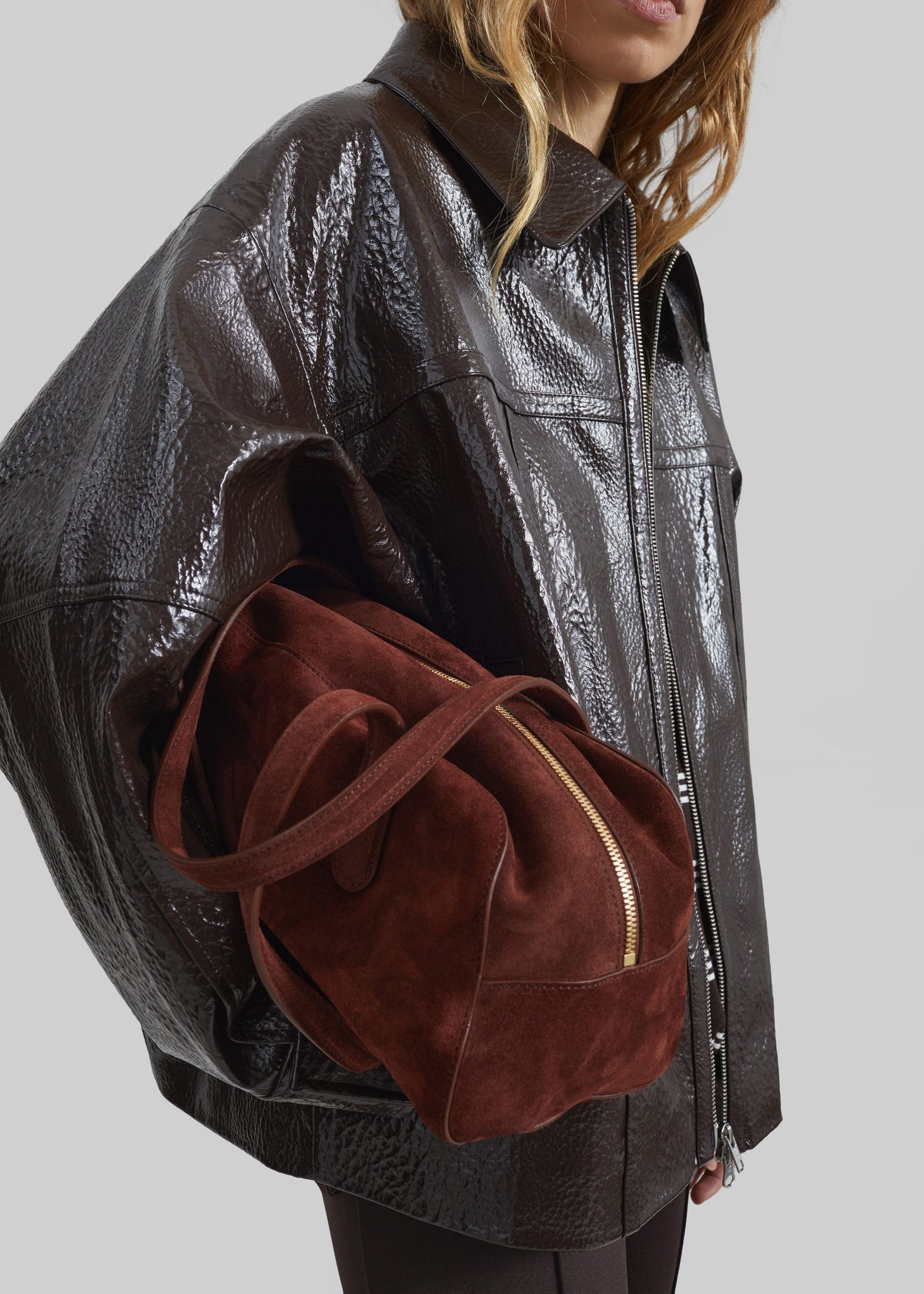 Arbor Crackled Faux Leather Jacket - Brown – view 2 of 11