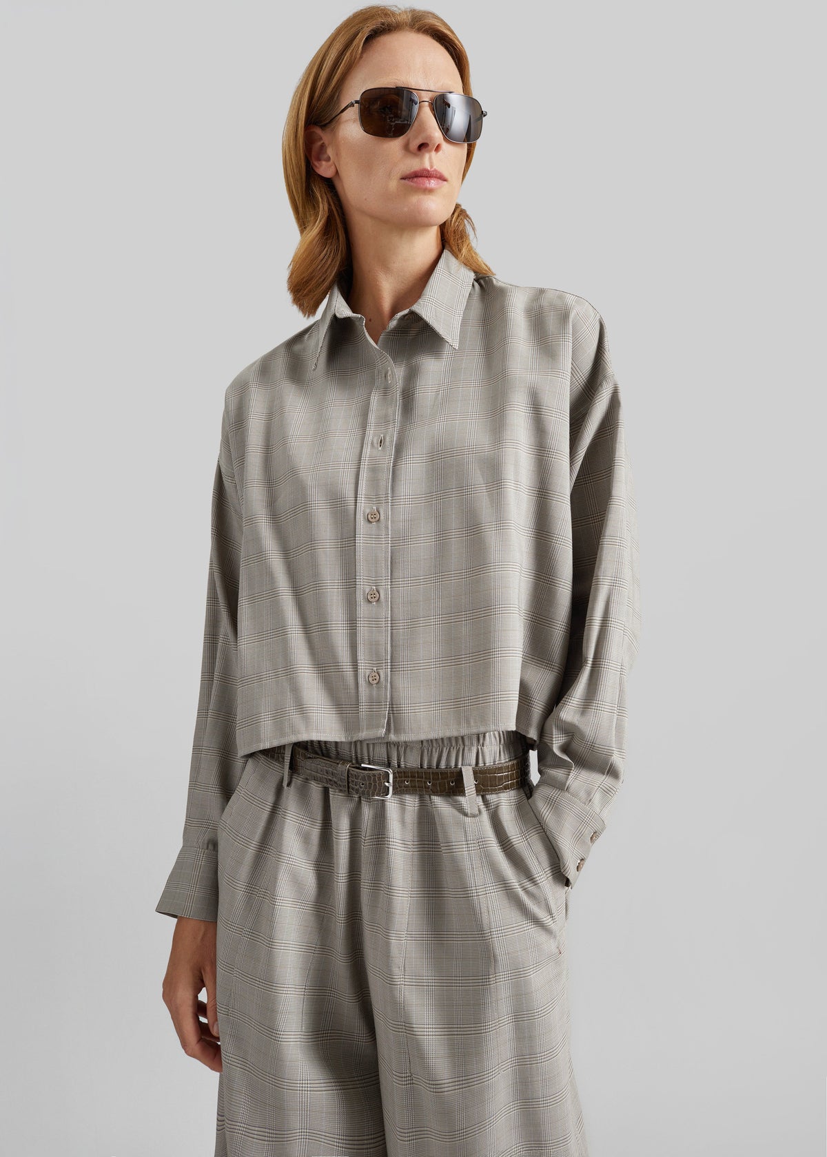 Arlen Boxy Shirt - Beige Glen Plaid – view 8 of 10
