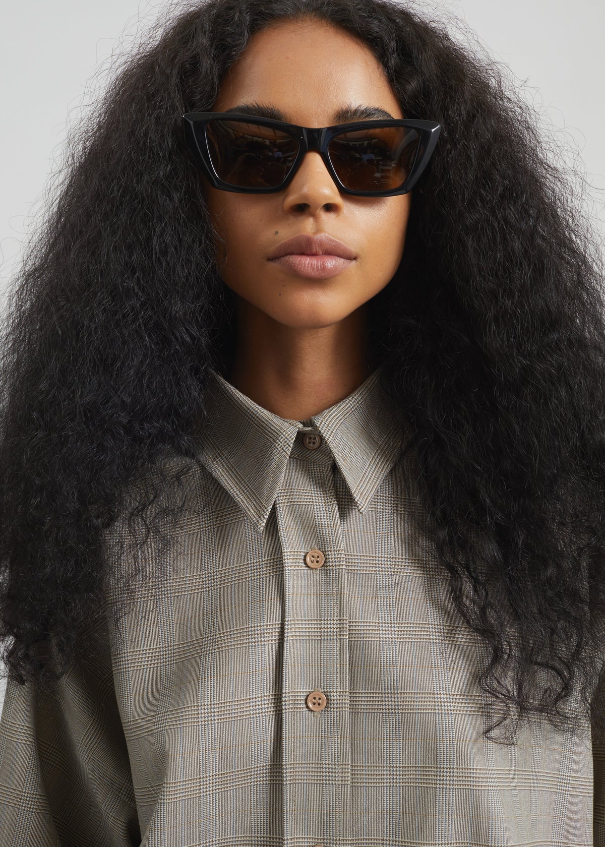 Arlen Boxy Shirt - Beige Glen Plaid – view 7 of 10