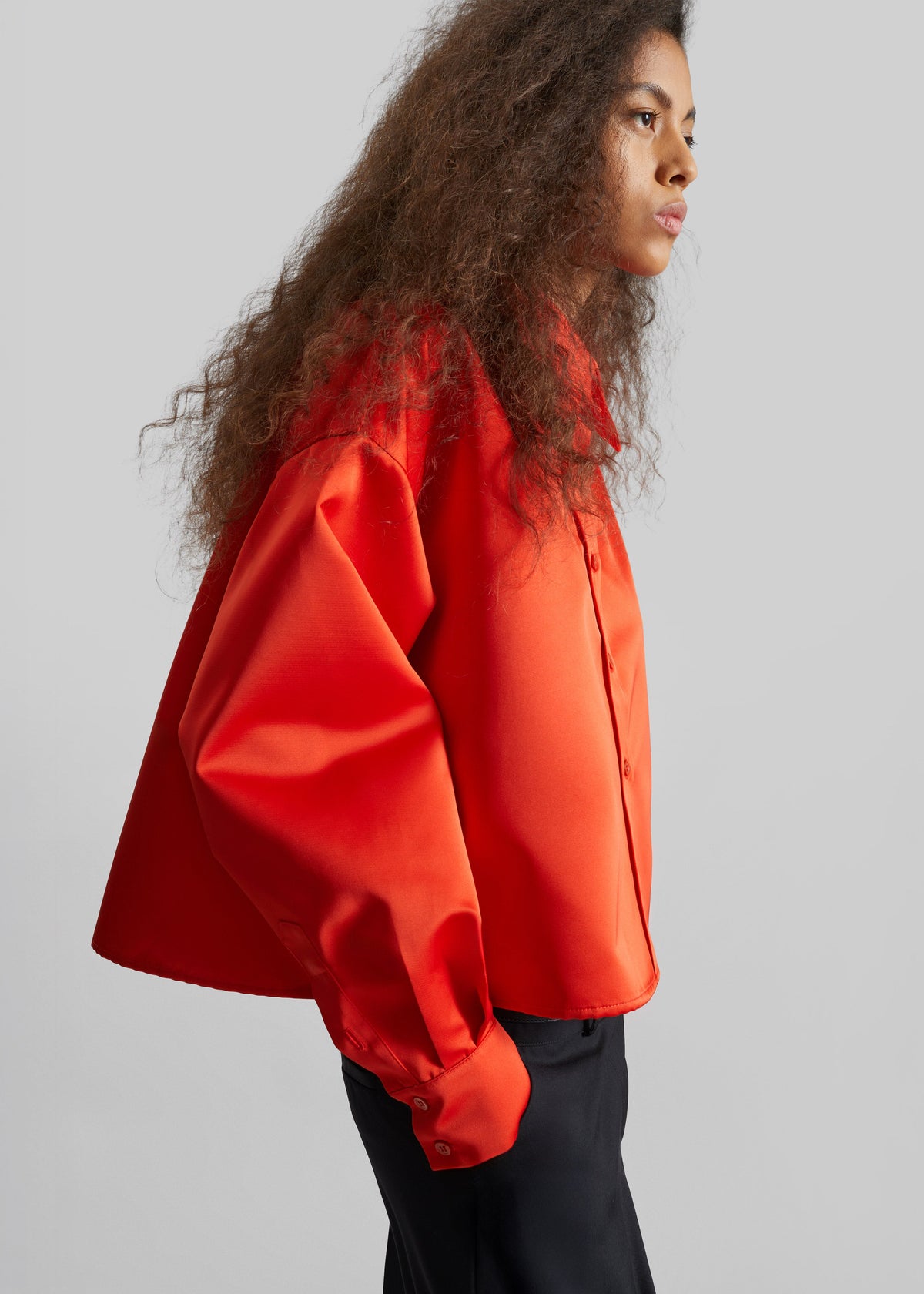 Arlen Satin Boxy Shirt - Coral Red – view 1 of 6