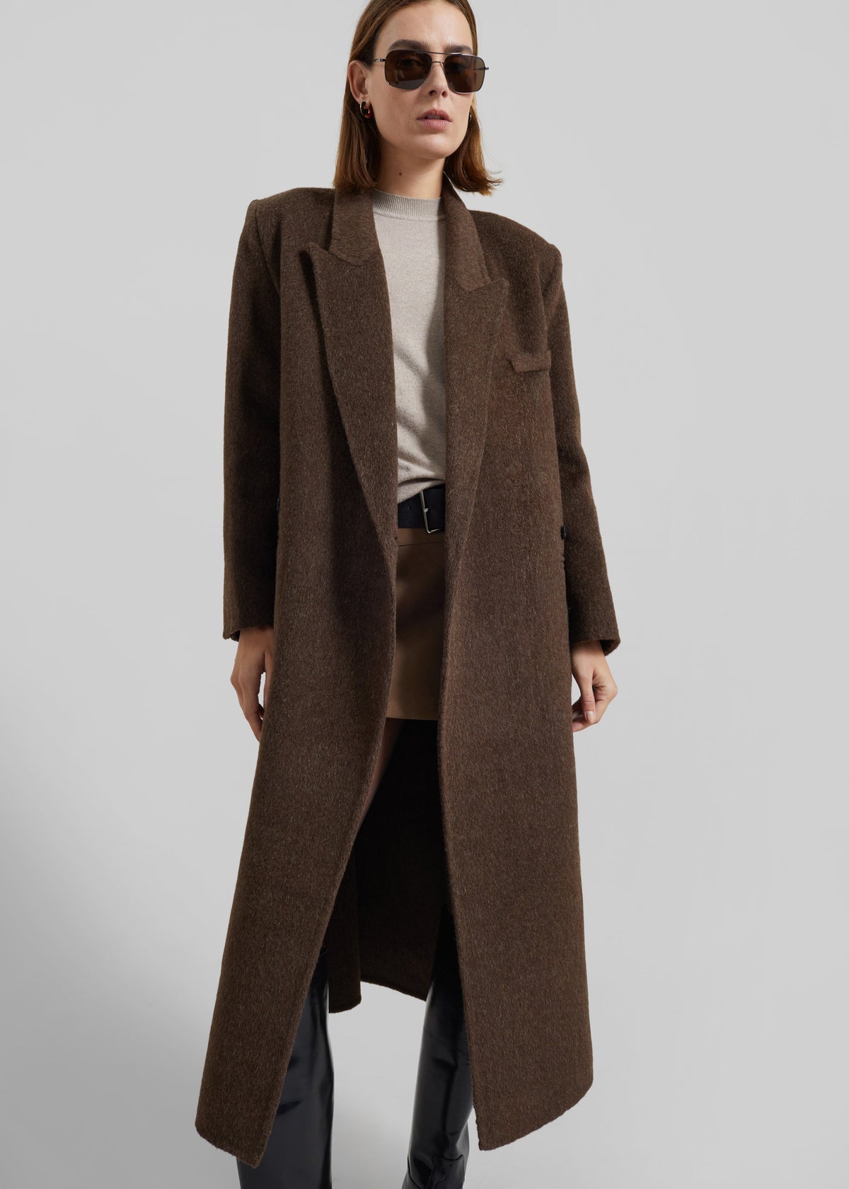 Arlene Wool Belted Coat - Brown – view 2 of 7