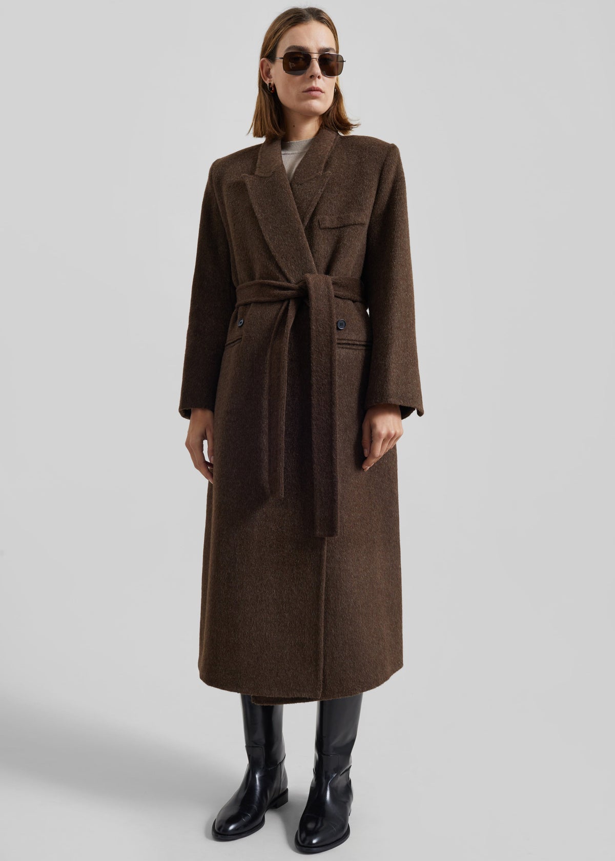 Arlene Wool Belted Coat - Brown – view 3 of 7