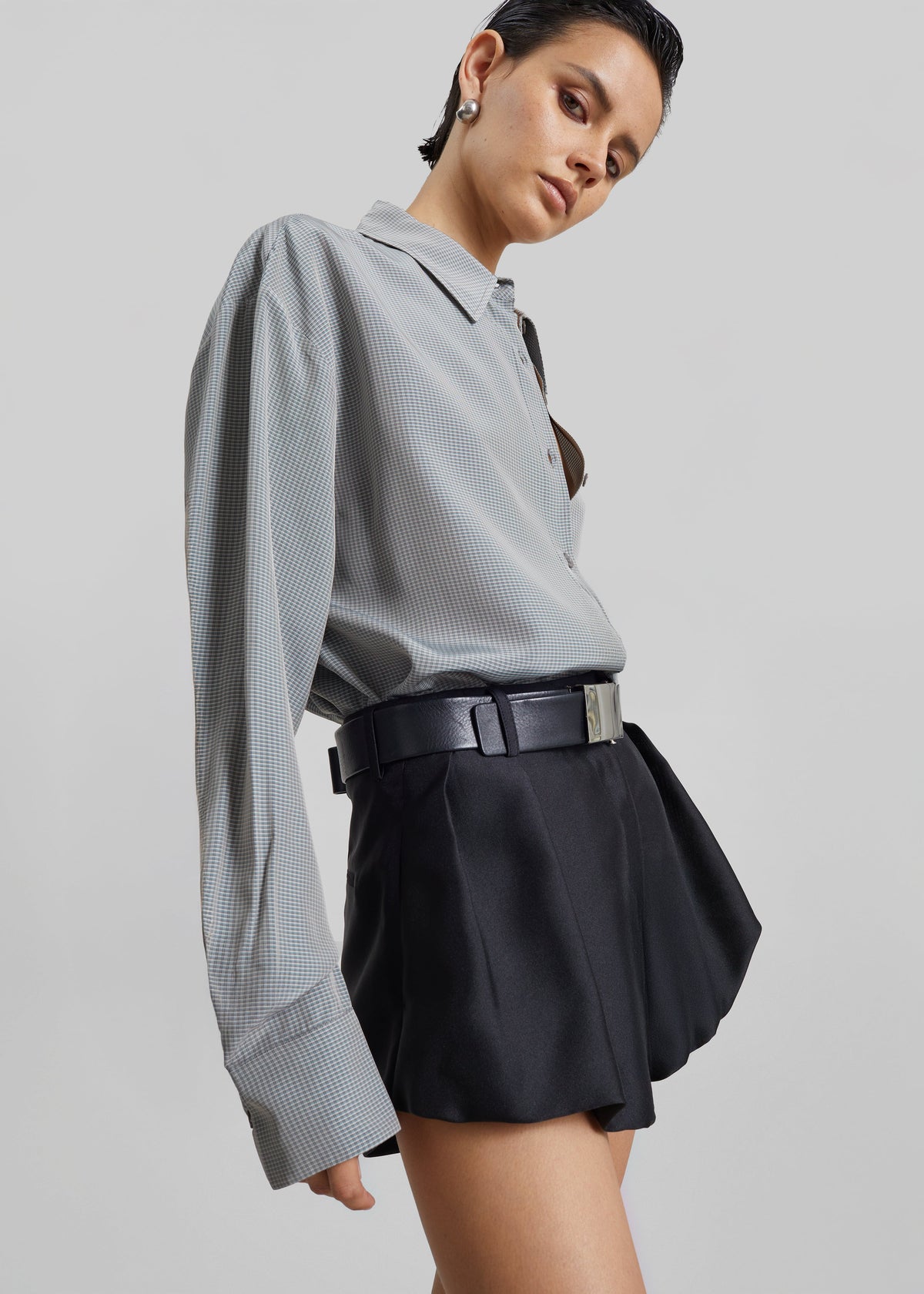 Arles Bubble Hem Shorts - Black – view 1 of 9