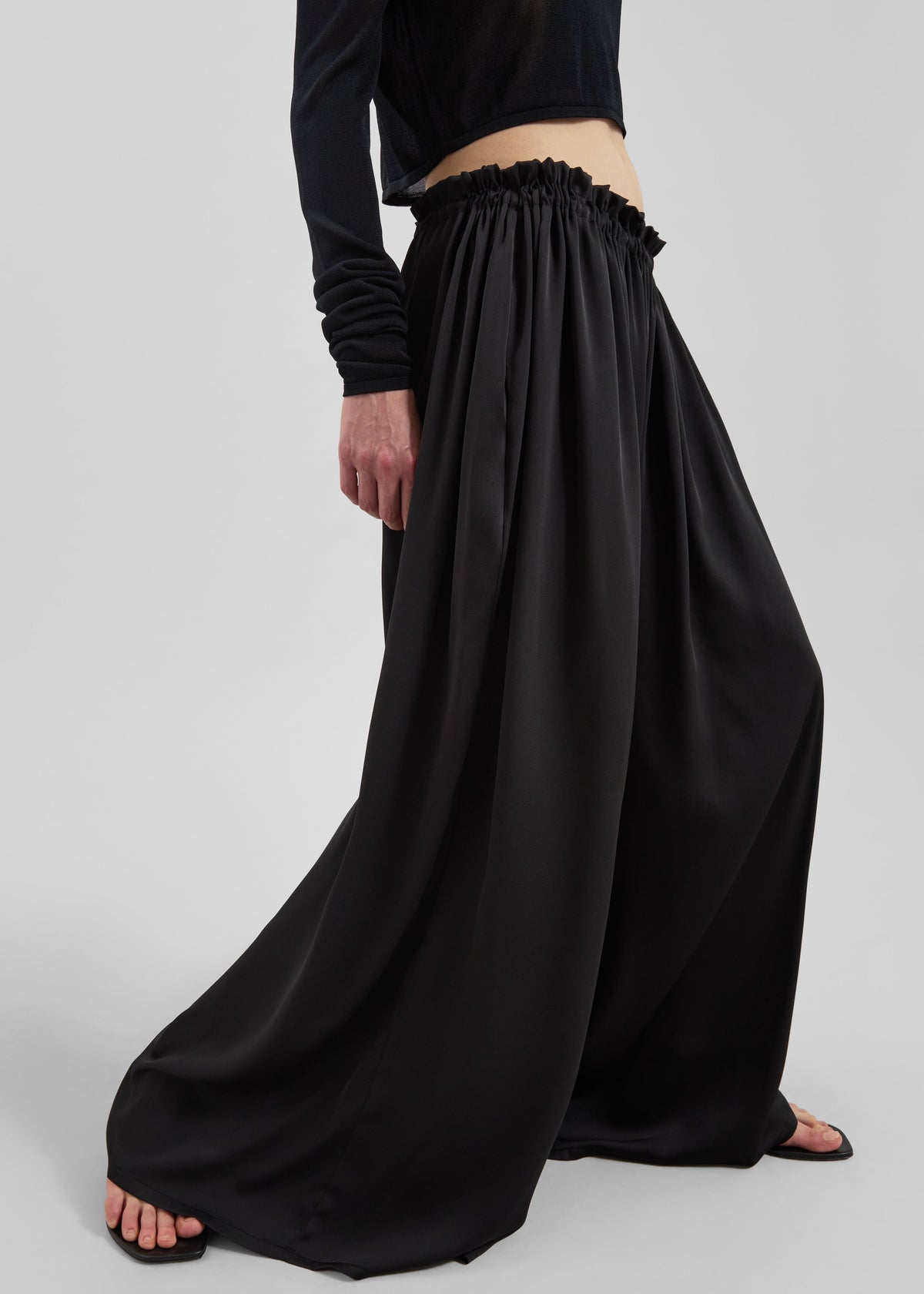 Arleth Satin Sheer Drawstring Pants - Black – view 1 of 7