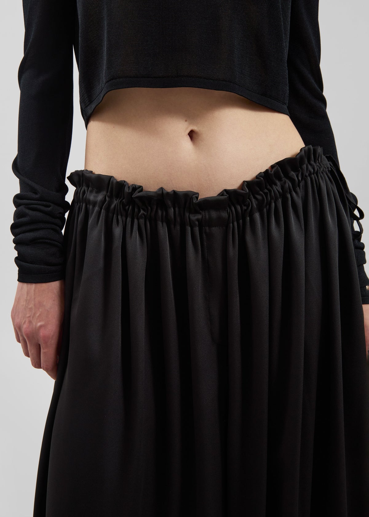 Arleth Satin Sheer Drawstring Pants - Black – view 2 of 7