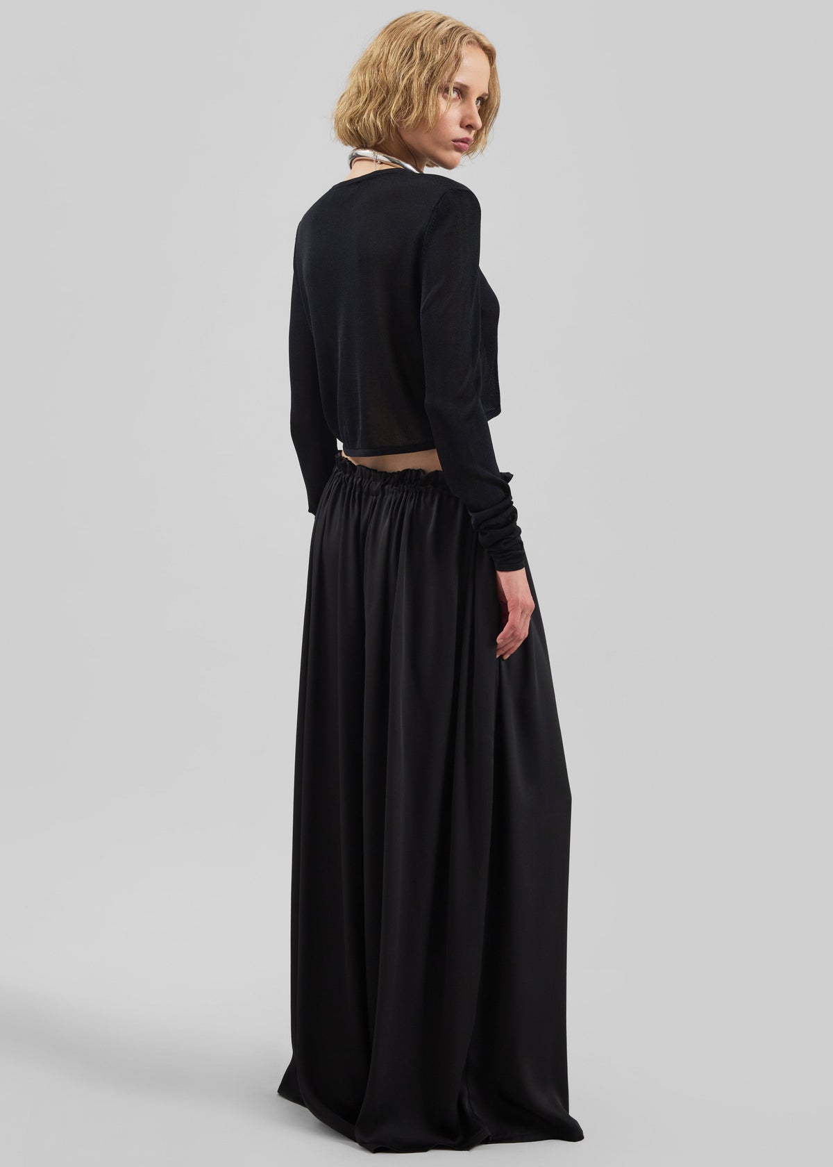 Arleth Satin Sheer Drawstring Pants - Black – view 6 of 7